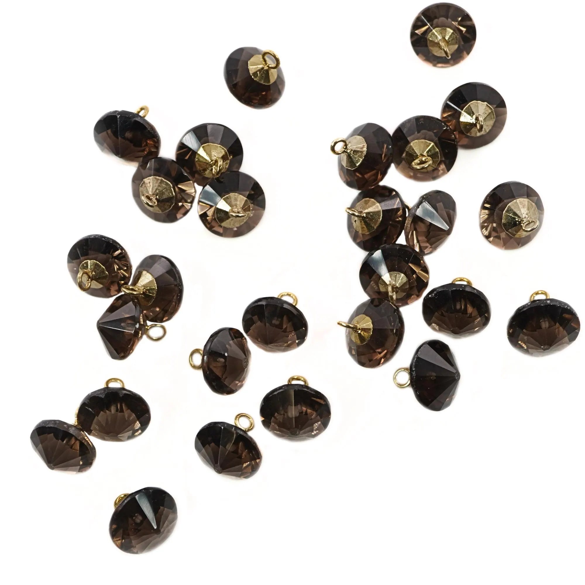 Smoky Quartz Flying Saucer Shape Gemstone Gold Electroplated Charm Pendant