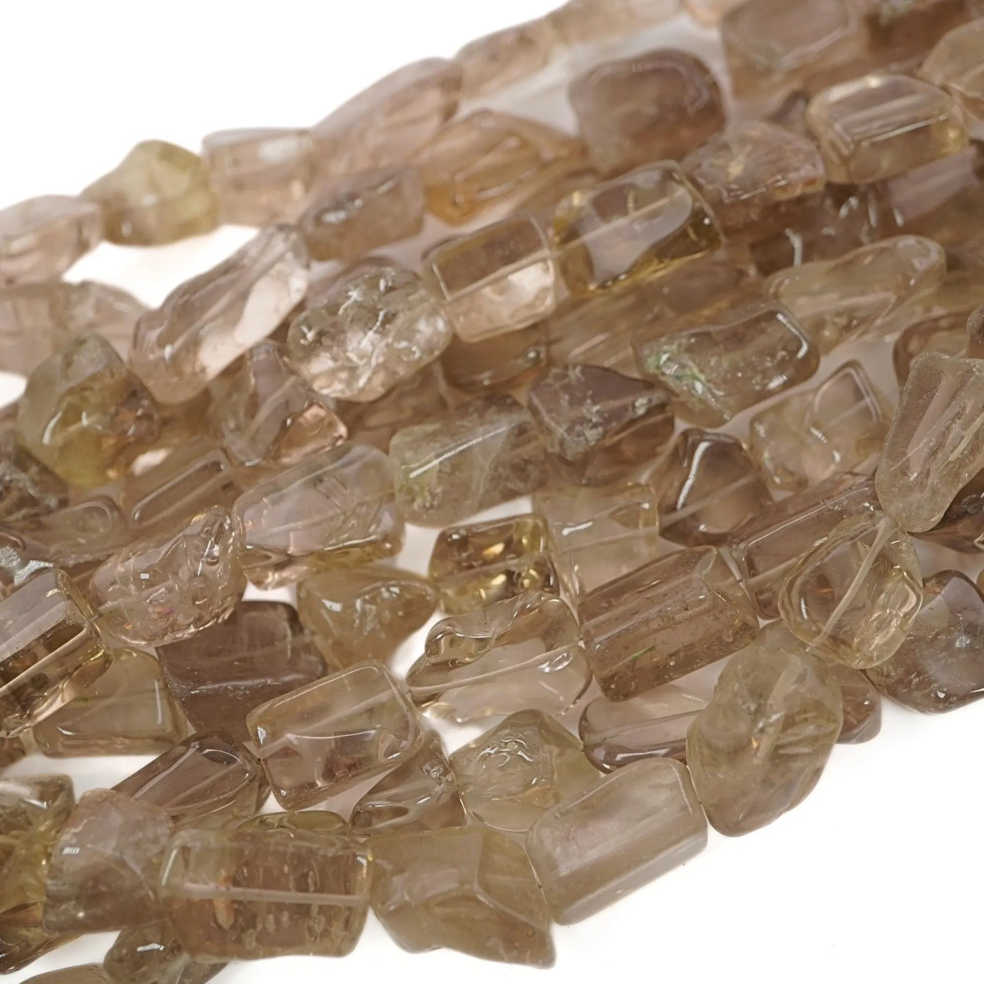 Smoky Quartz Smooth Pebble Nugget Gemstone Strand Beads