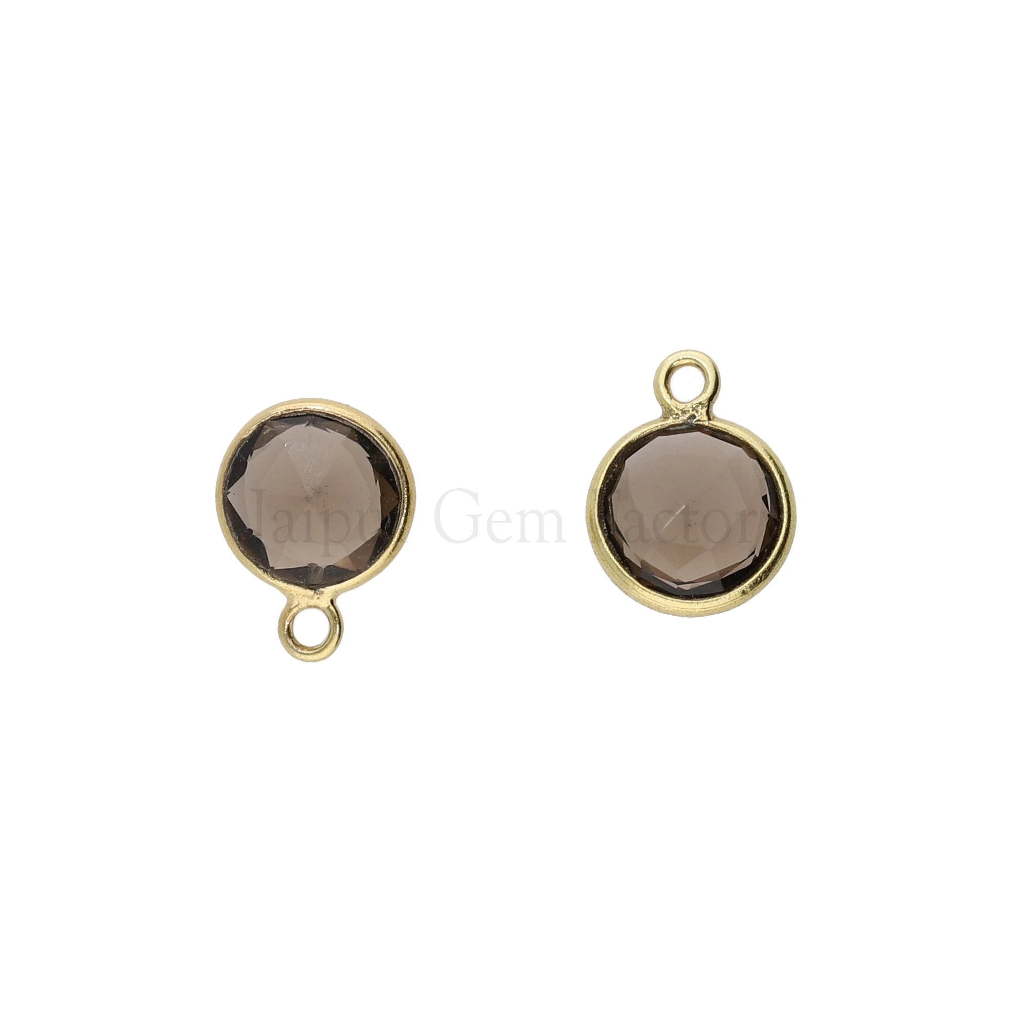 Smoky quartz pendant charm in gold bezel