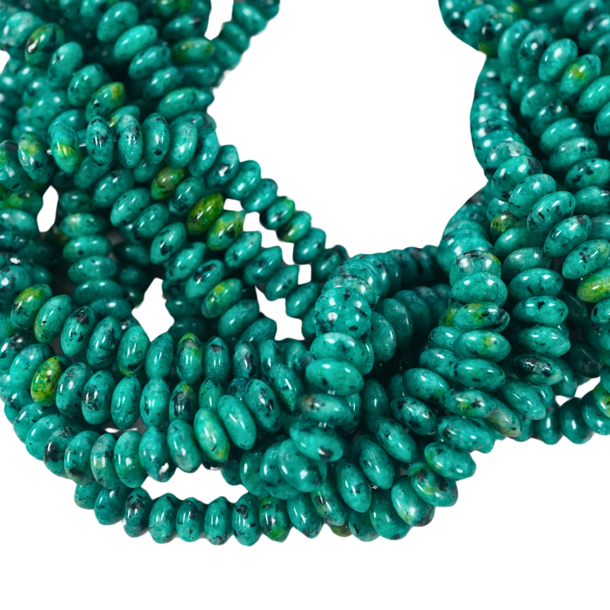 Smooth Button African Turquoise Gemstone Beads, 6.5 MM Beads, 15" Strand