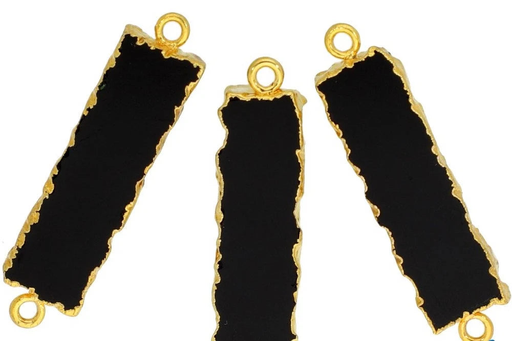 Smooth Black Onyx Rectangle Gemstone Charm