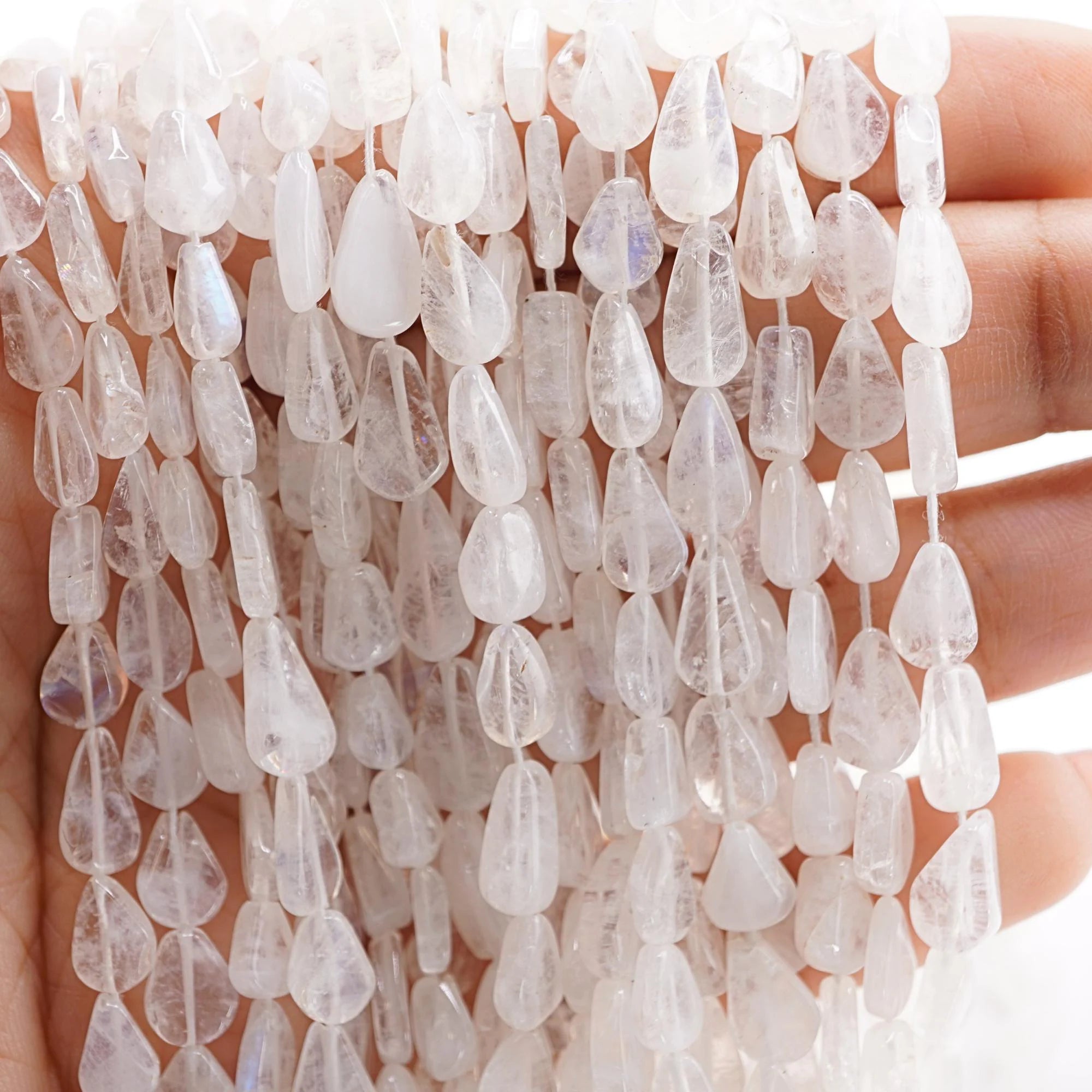 Smooth rainbow moonstone gemstone beads