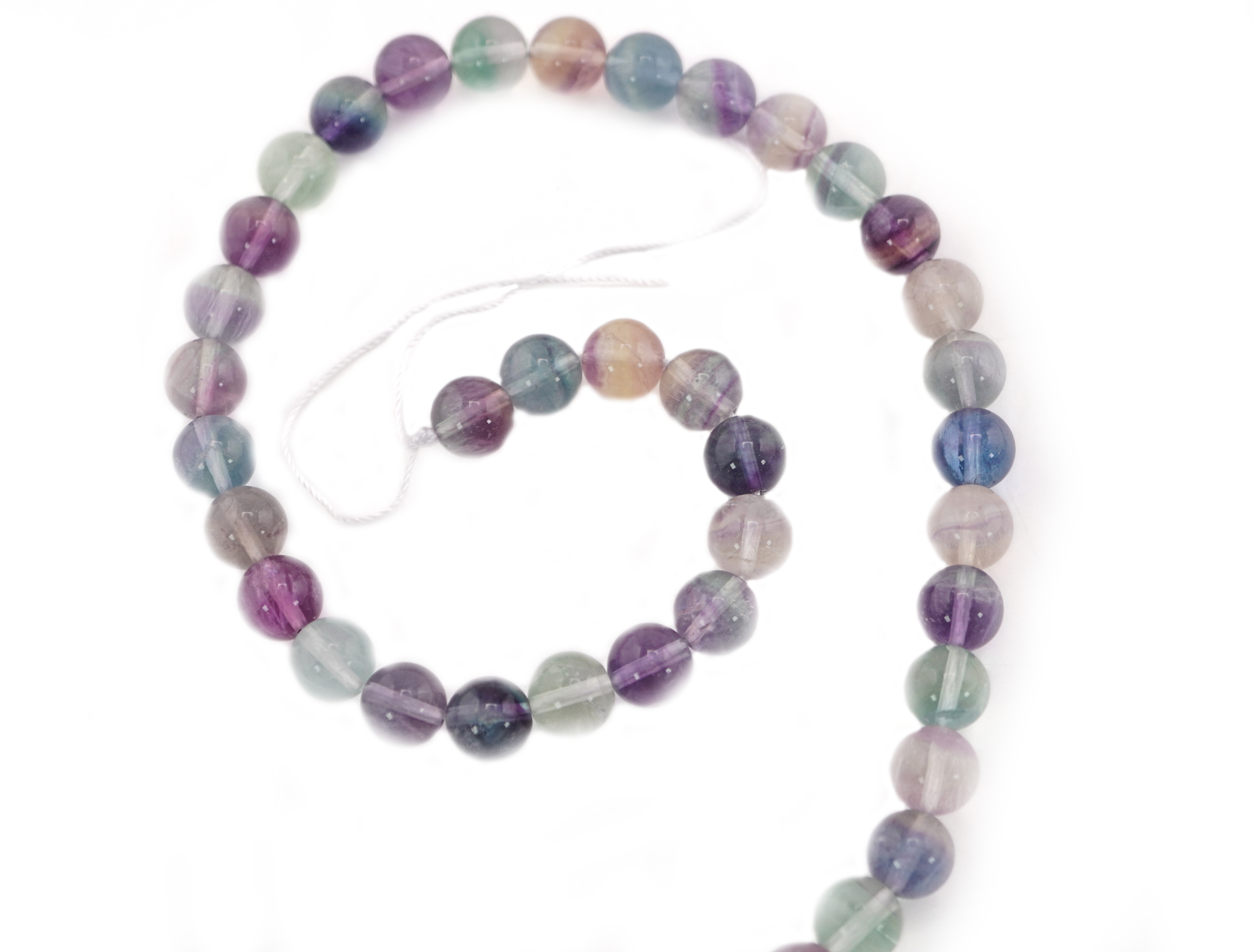 Smooth round fluorite gemstone beads