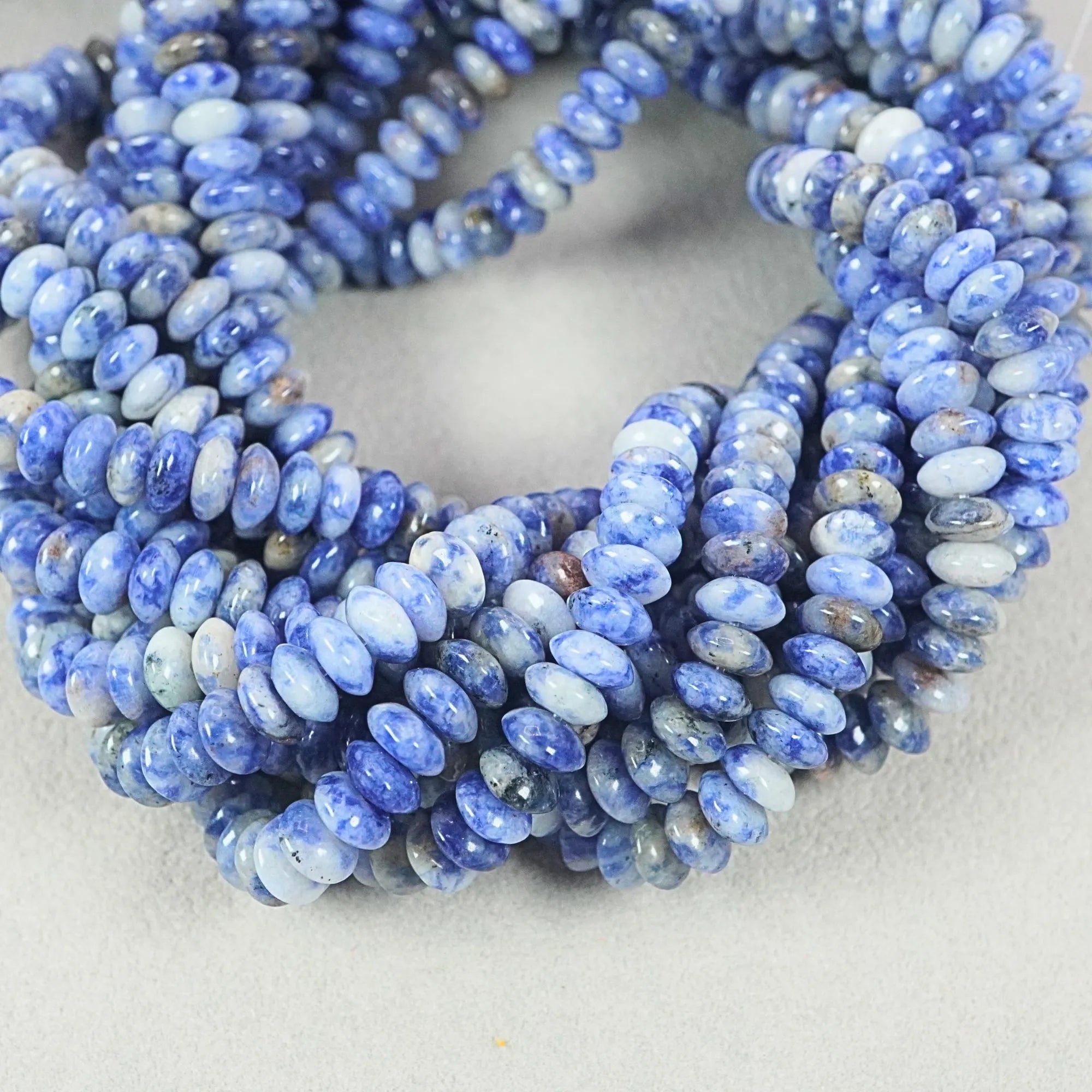 Sodalite Smooth Button Shape Gemstone Beads for Jewelry Making
