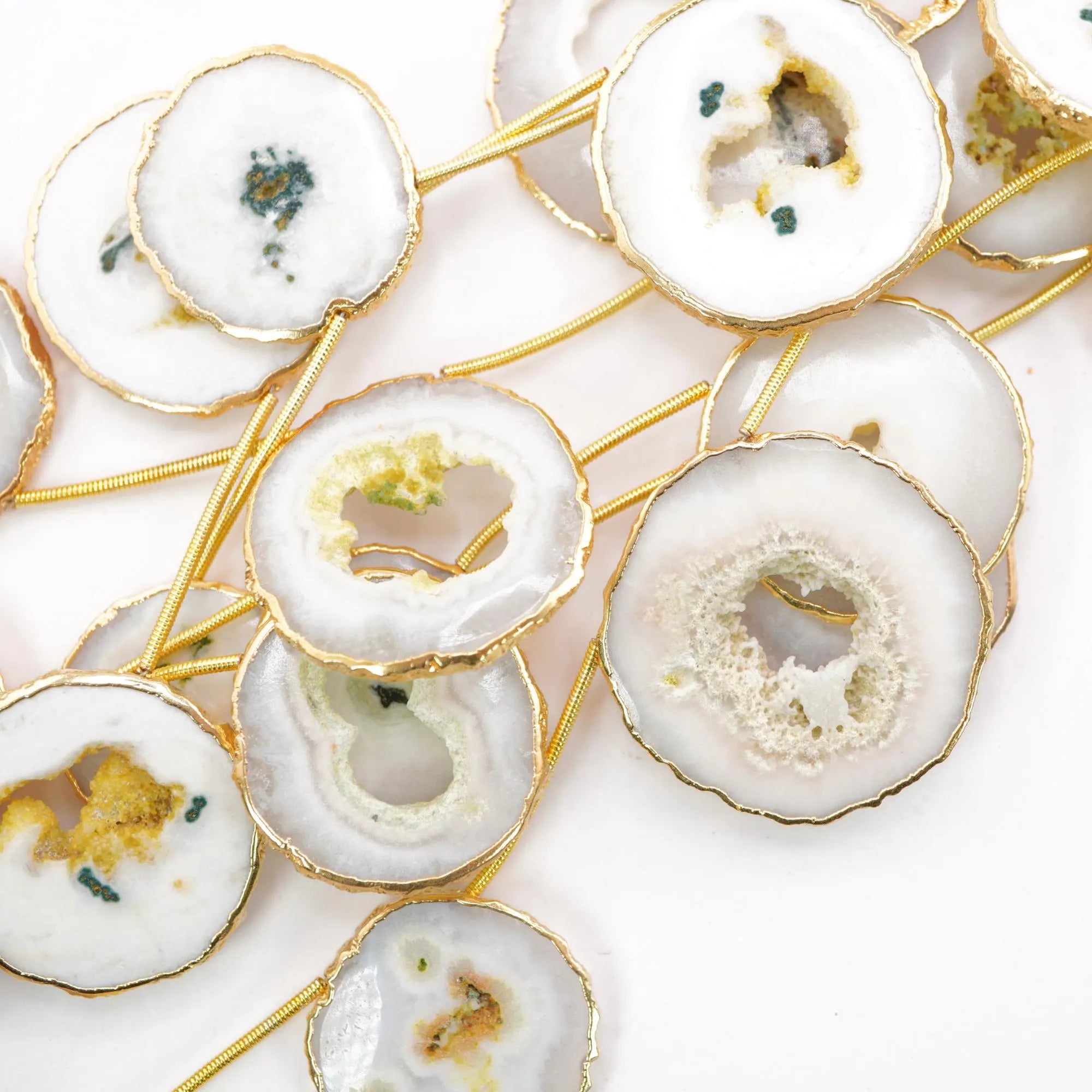 Solar quartz gemstone connector for jewelry making