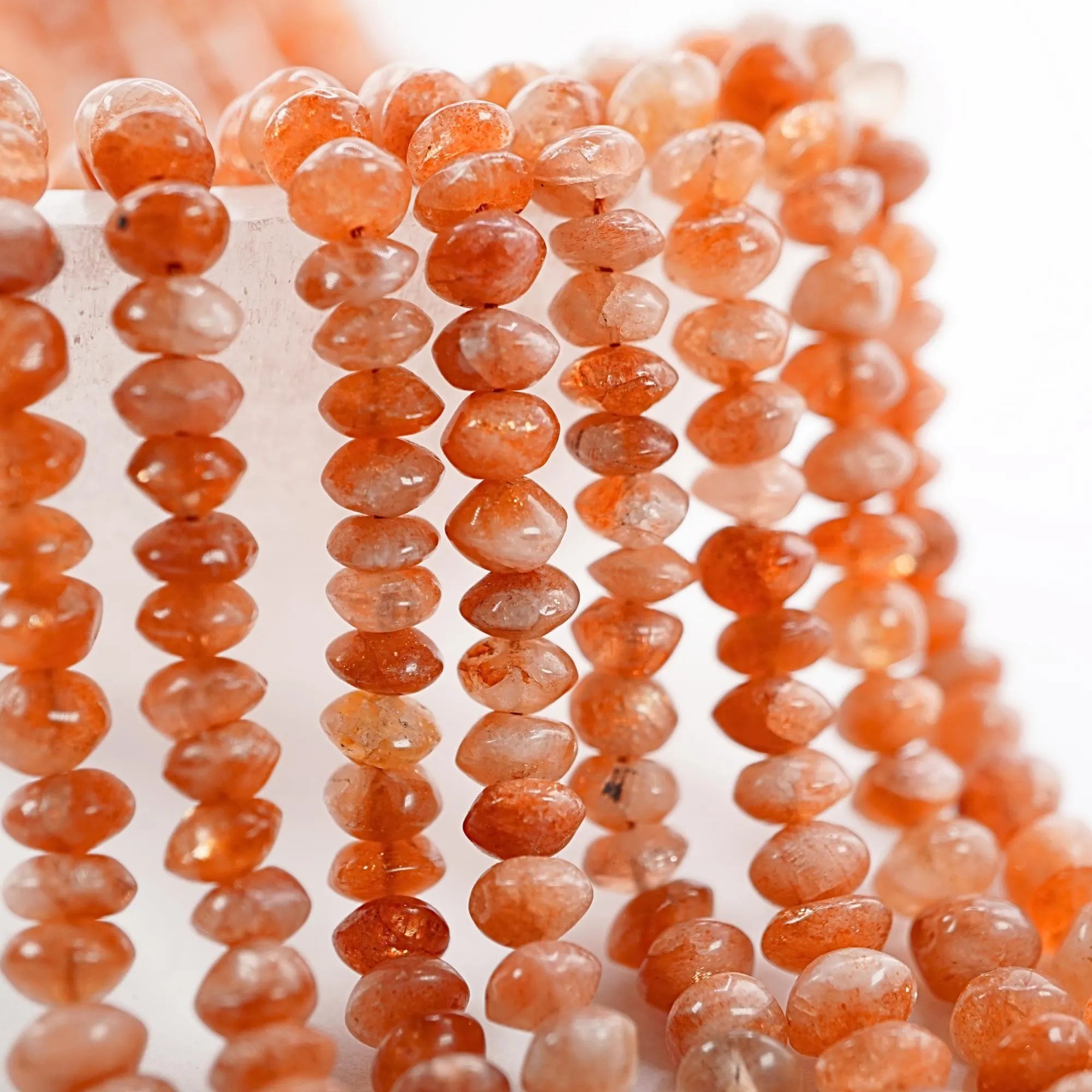 Sparkly Sunstone Smooth Saucer Gemstone Beads