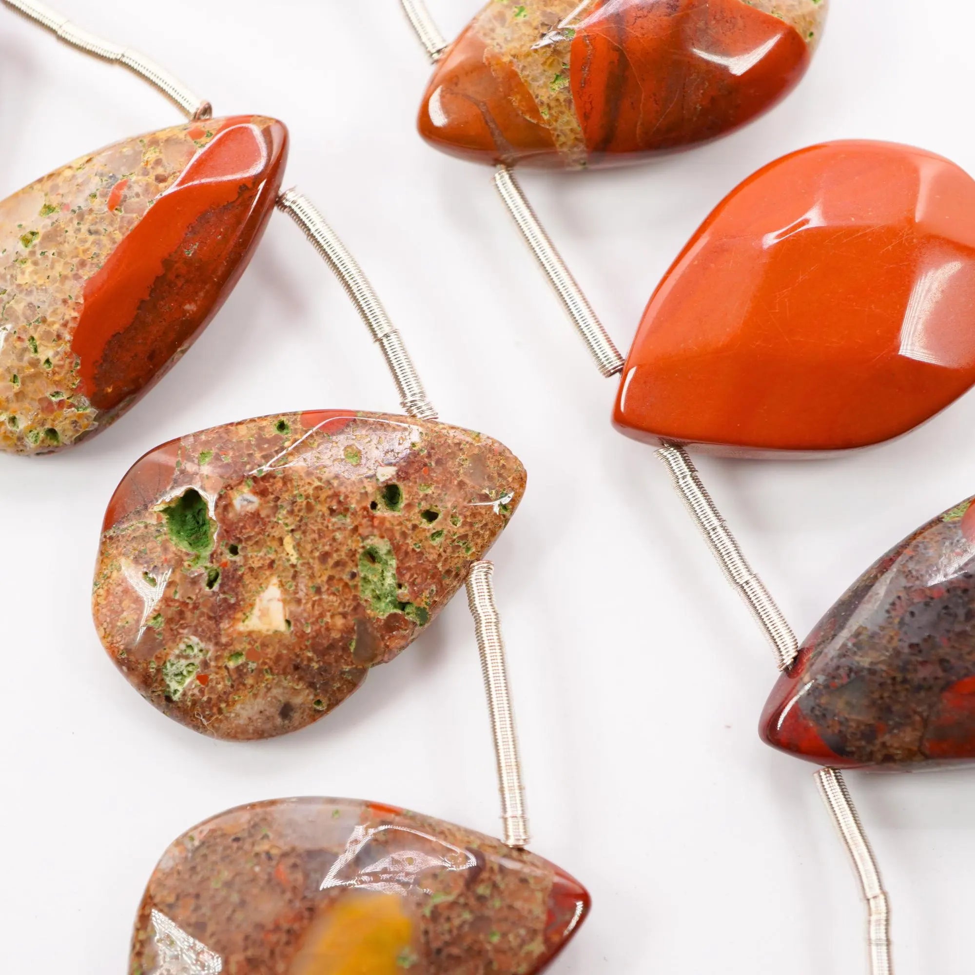 Spotted Chalcedony Faceted Pear Gemstone Strand Beads