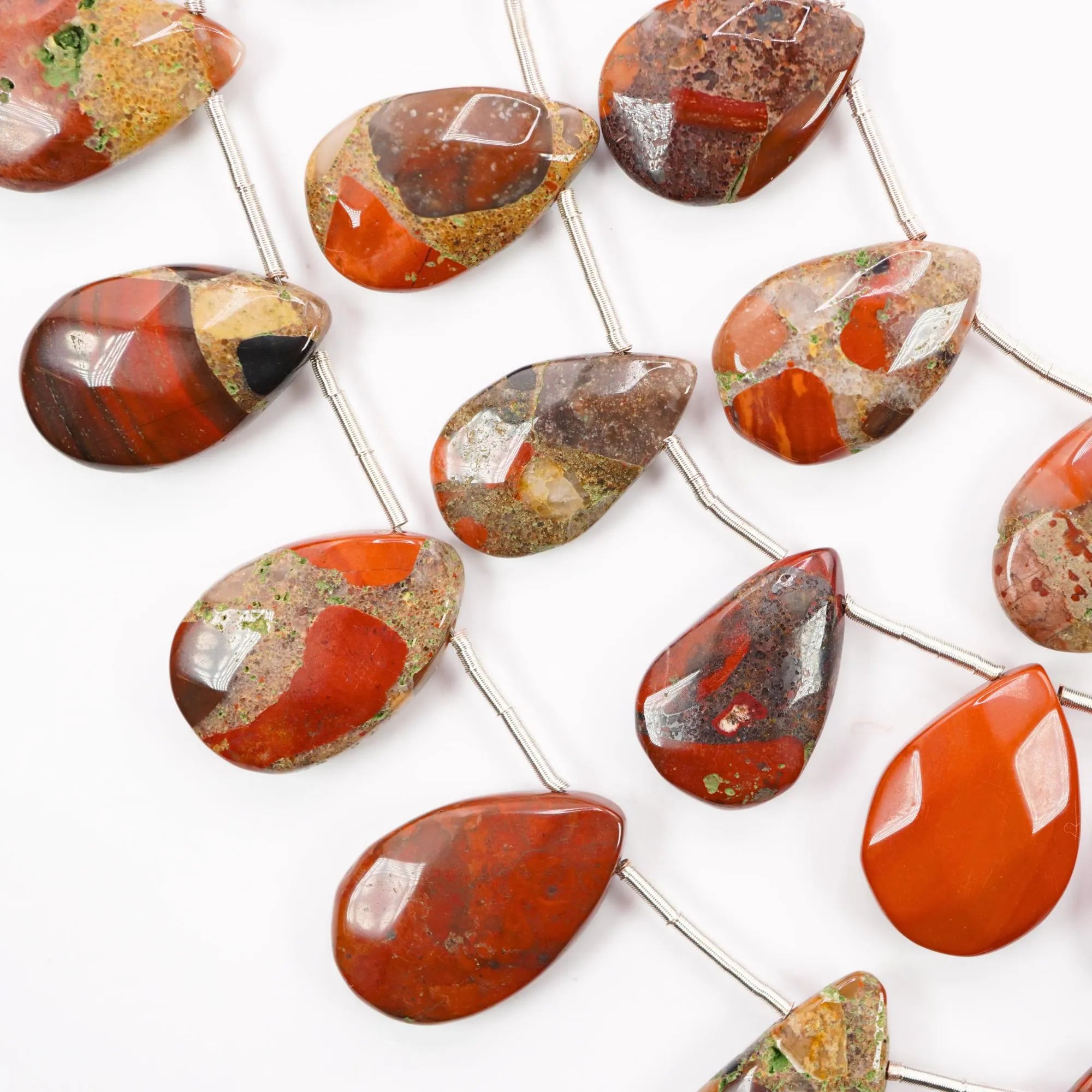 Spotted Chalcedony Faceted Pear Gemstone Strand Beads