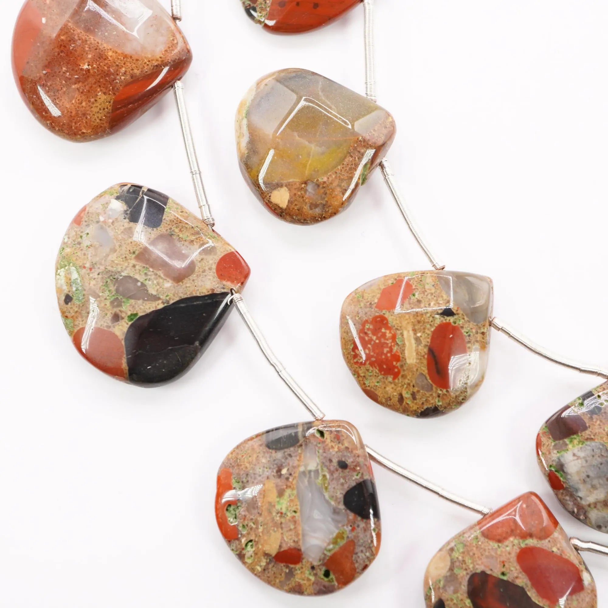 Spotted Chalcedony Smooth Heart Gemstone Strand Beads