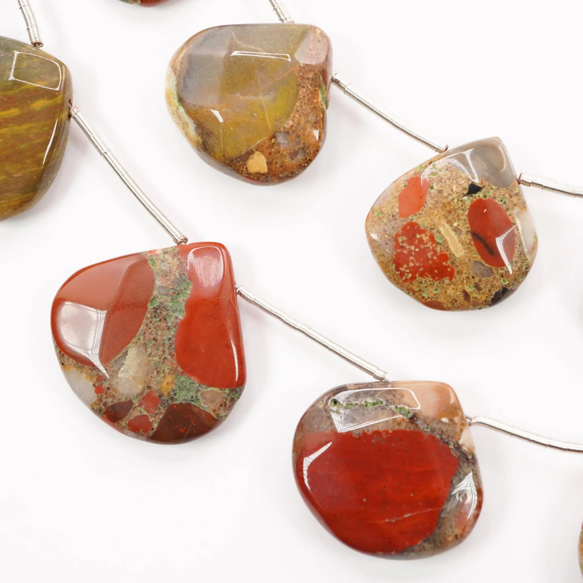 Spotted Chalcedony Smooth Heart Gemstone Strand Beads