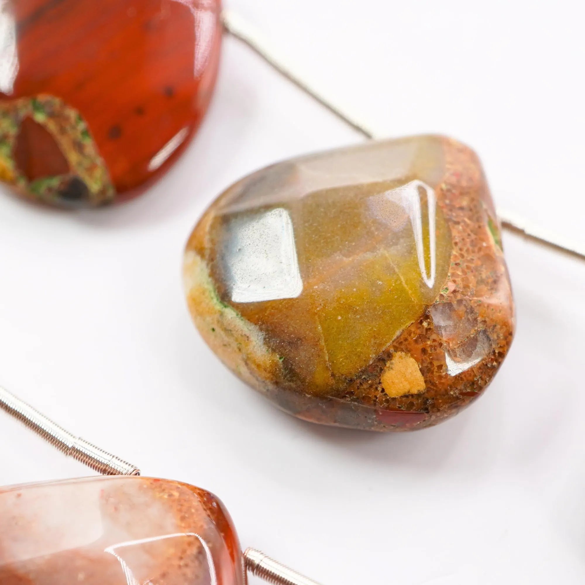 Spotted Chalcedony Smooth Heart Gemstone Strand Beads