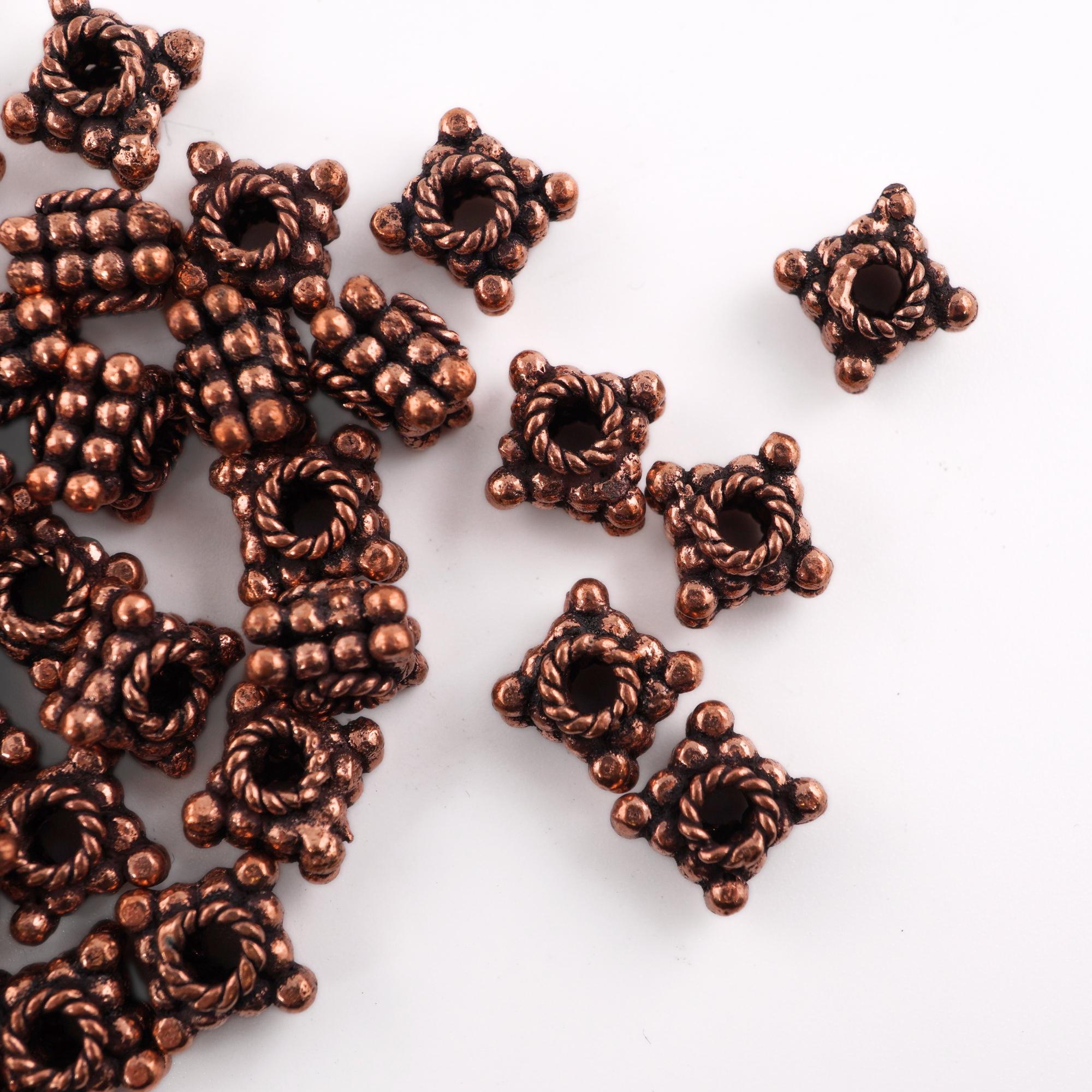 Square copper beads for jewelry