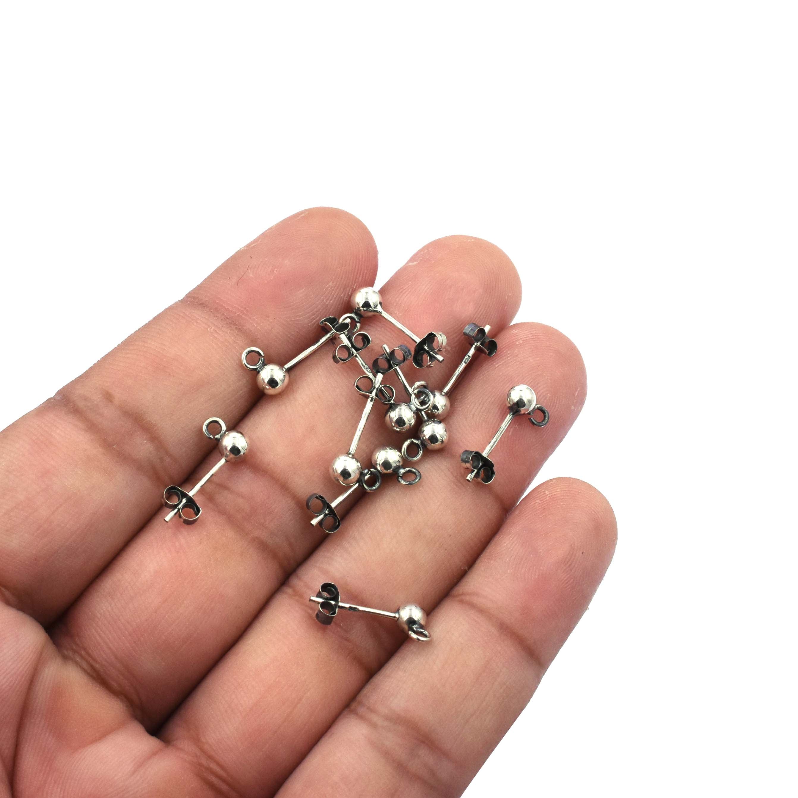 Sterling Silver Ball Earrings with Open Loop – 2 Pairs