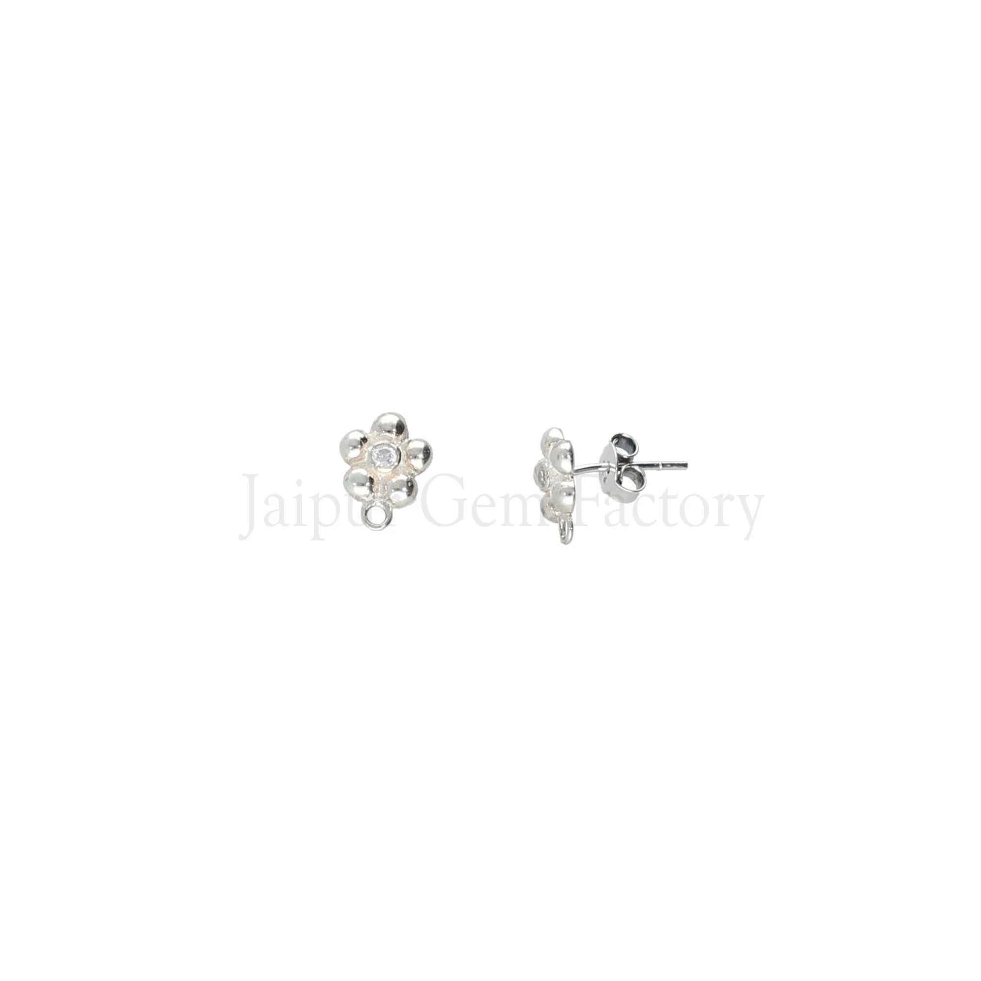 Sterling Silver CZ Earring Findings 10MM with Loop