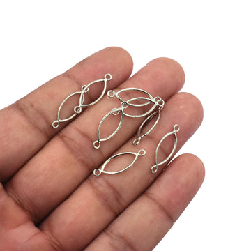 Sterling silver marquise connector charms