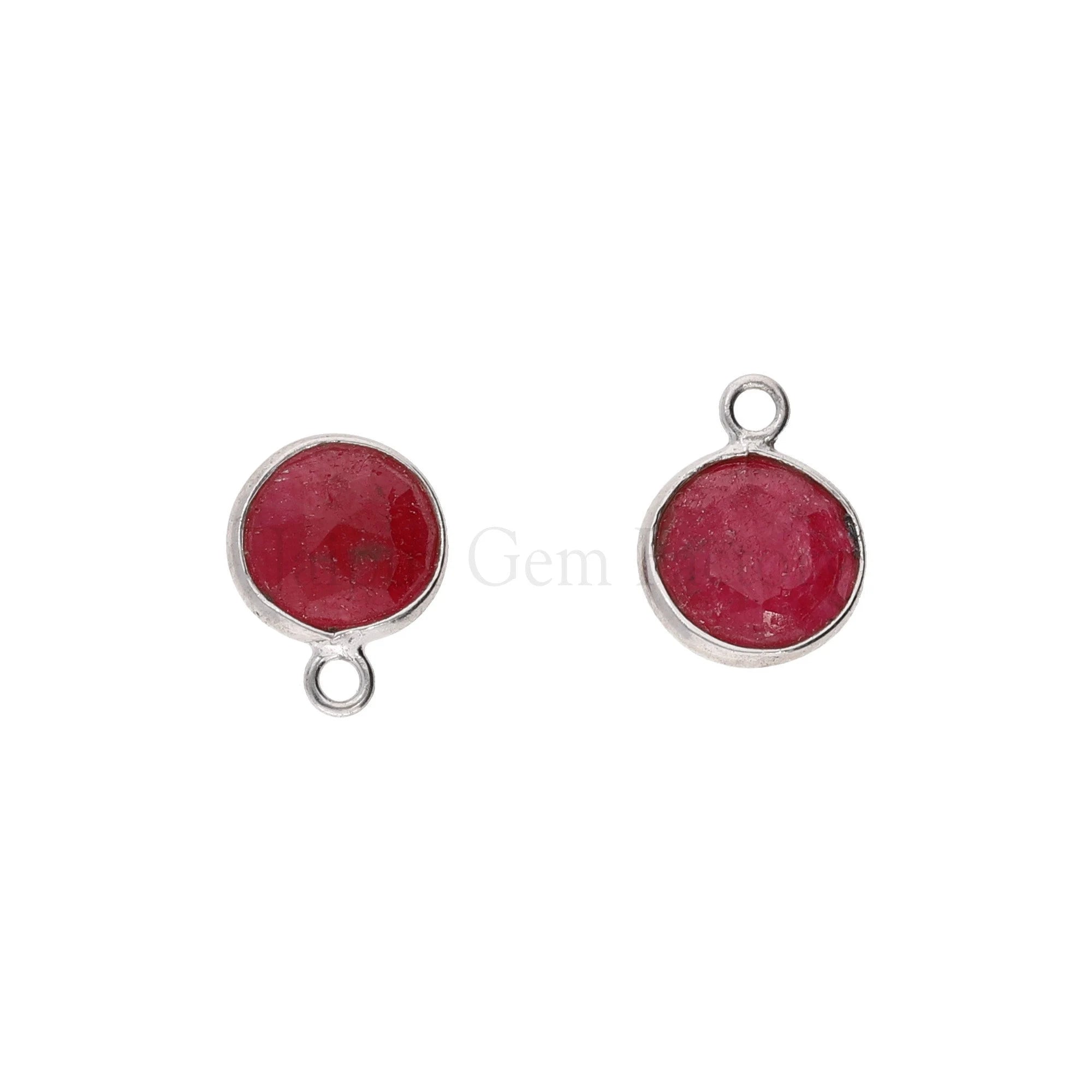 Sterling silver ruby connectors for jewelry