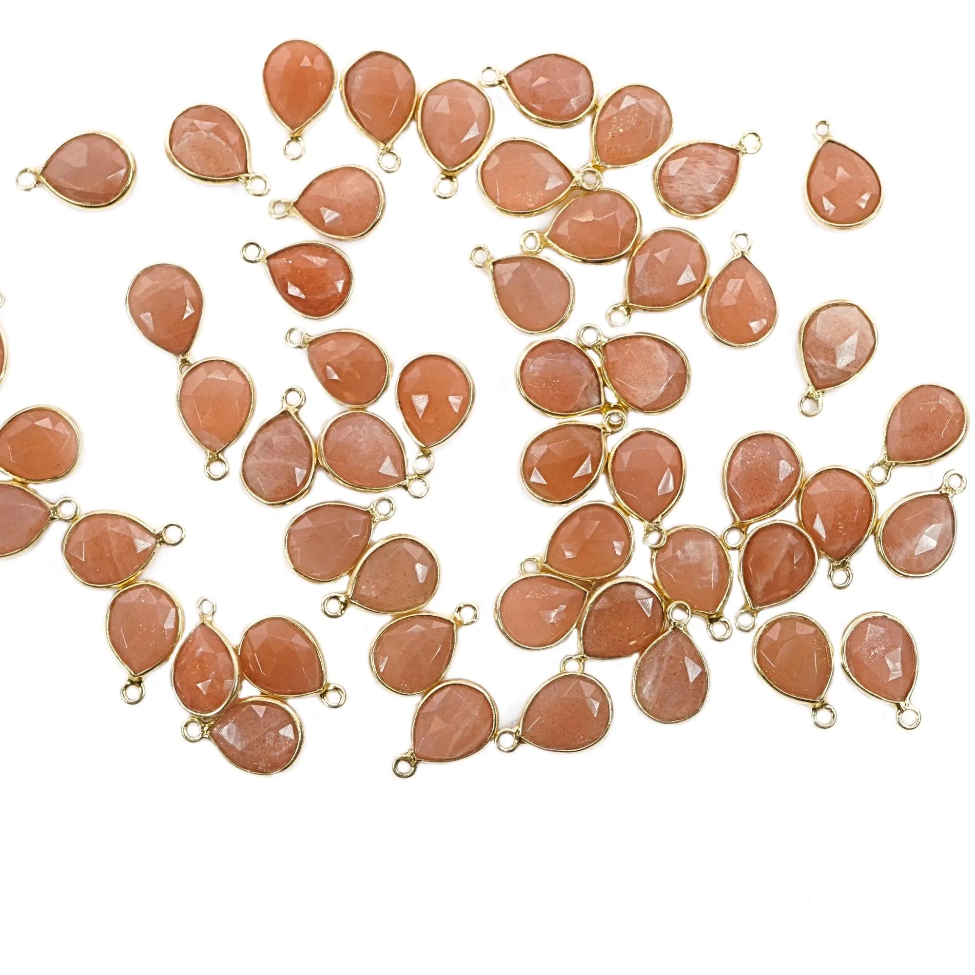 Sunstone Pear Shape Gemstone Gold Plated Sterling Silver Bezel Finding Charm Pendant