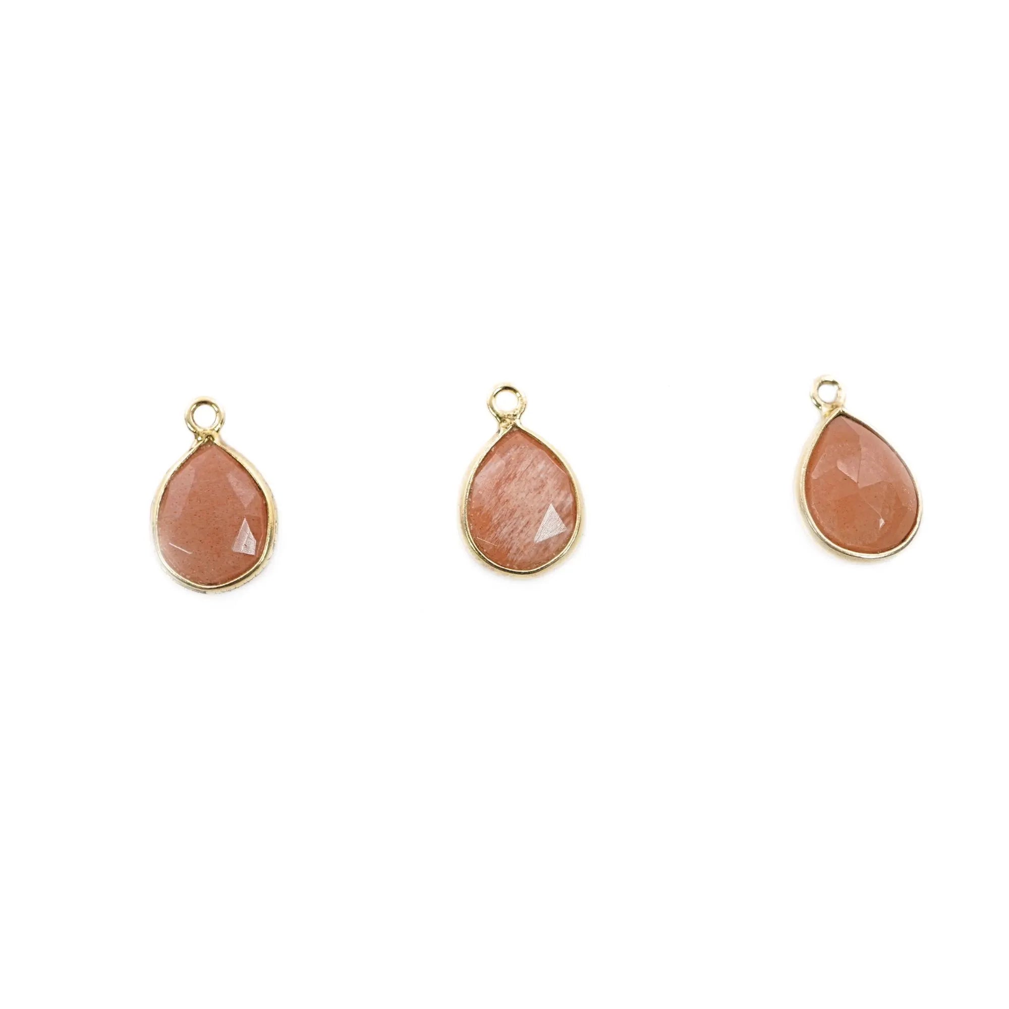 Sunstone Pear Shape Gemstone Gold Plated Sterling Silver Bezel Finding Charm Pendant