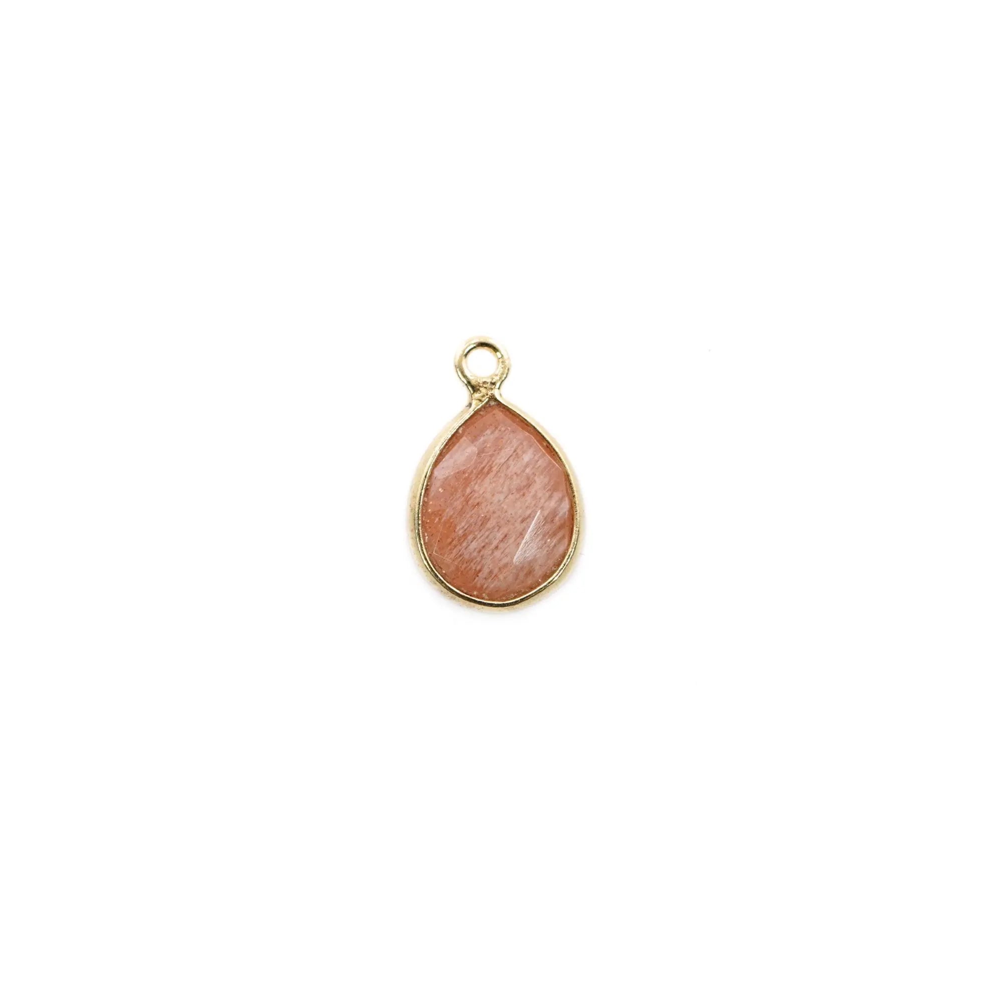 Sunstone Pear Shape Gemstone Gold Plated Sterling Silver Bezel Finding Charm Pendant