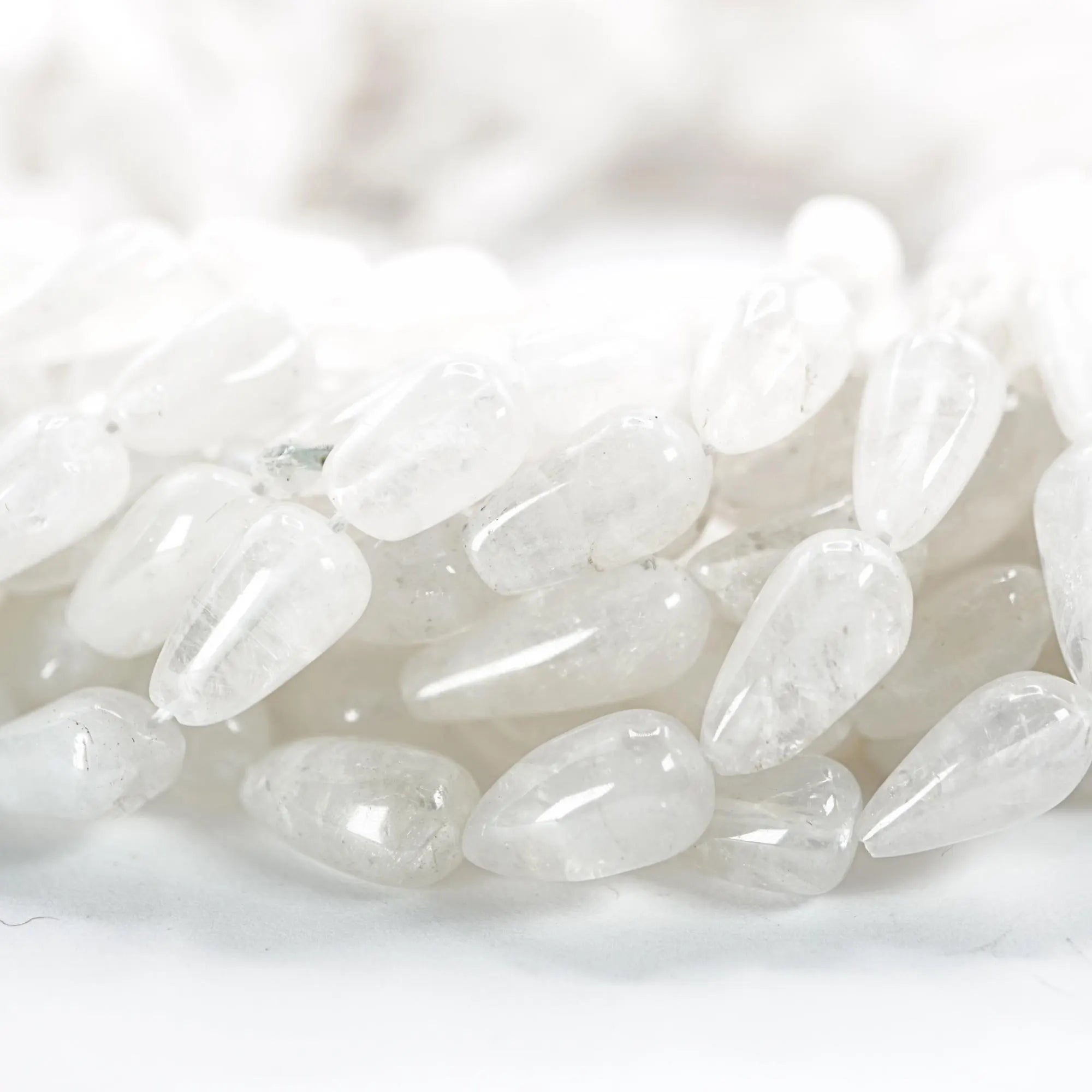 Teardrop gemstone beads rainbow moonstone natural strand