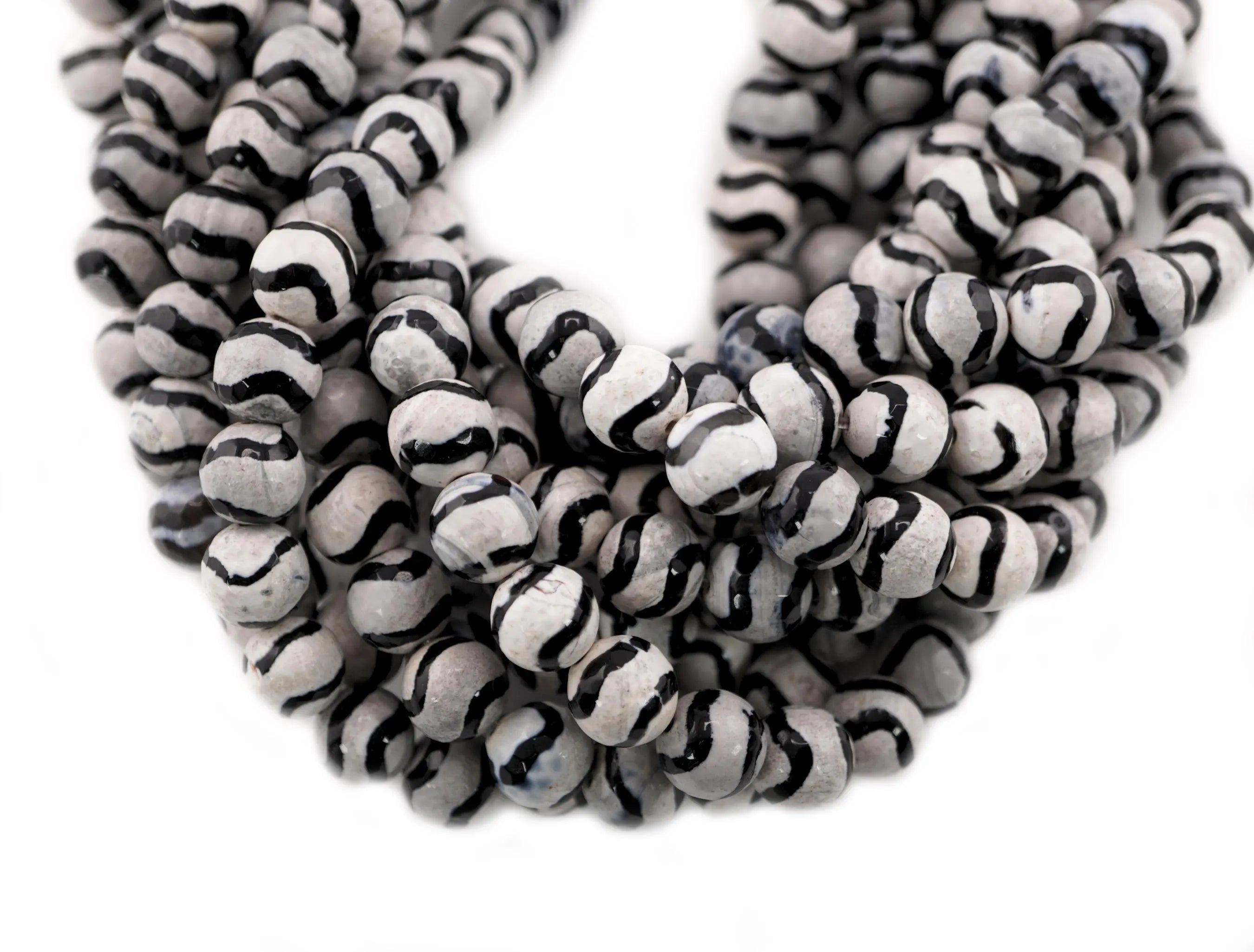 Tibetan Agate Smooth Round Shape Gemstone Strand Beads