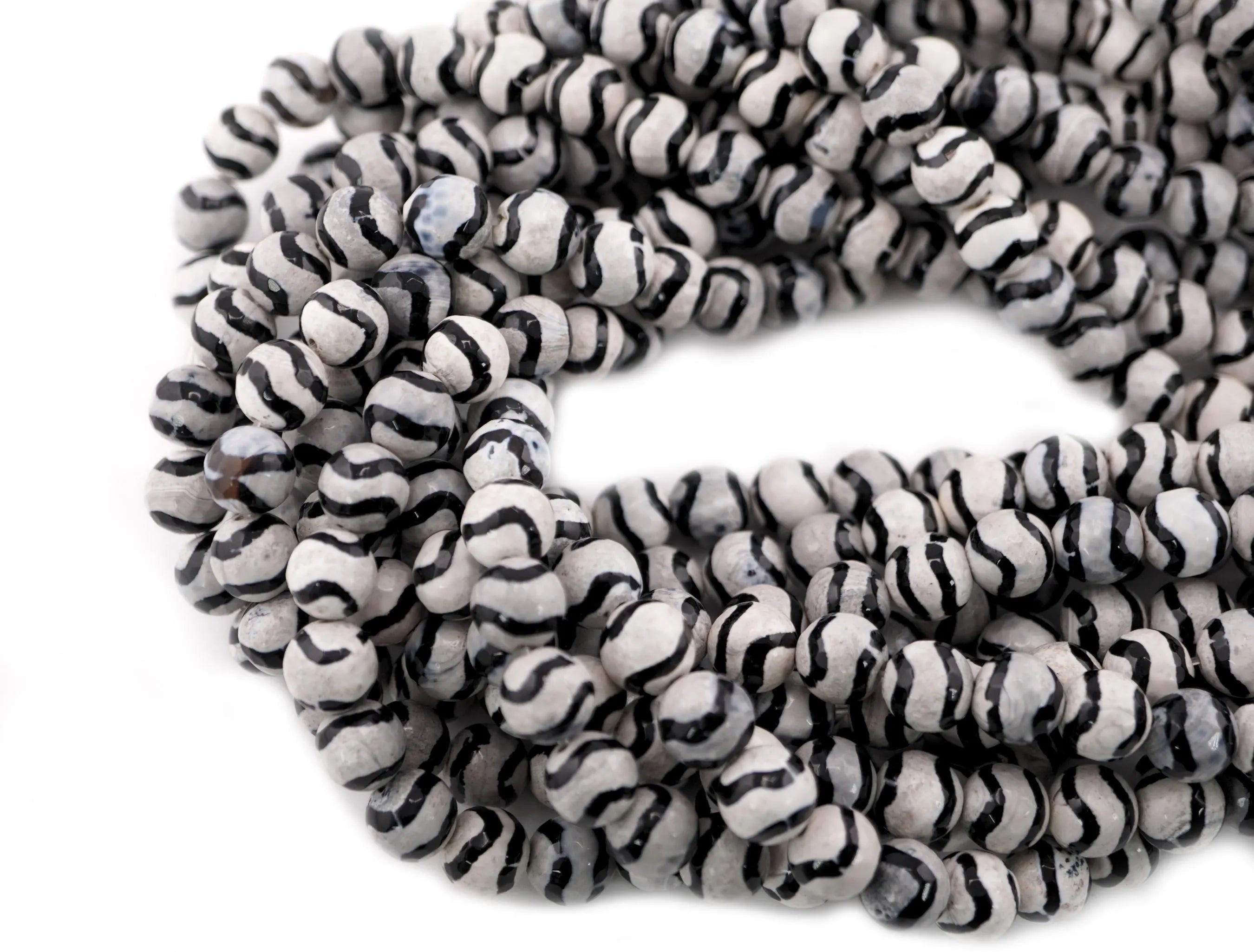 Tibetan Agate Smooth Round Shape Gemstone Strand Beads