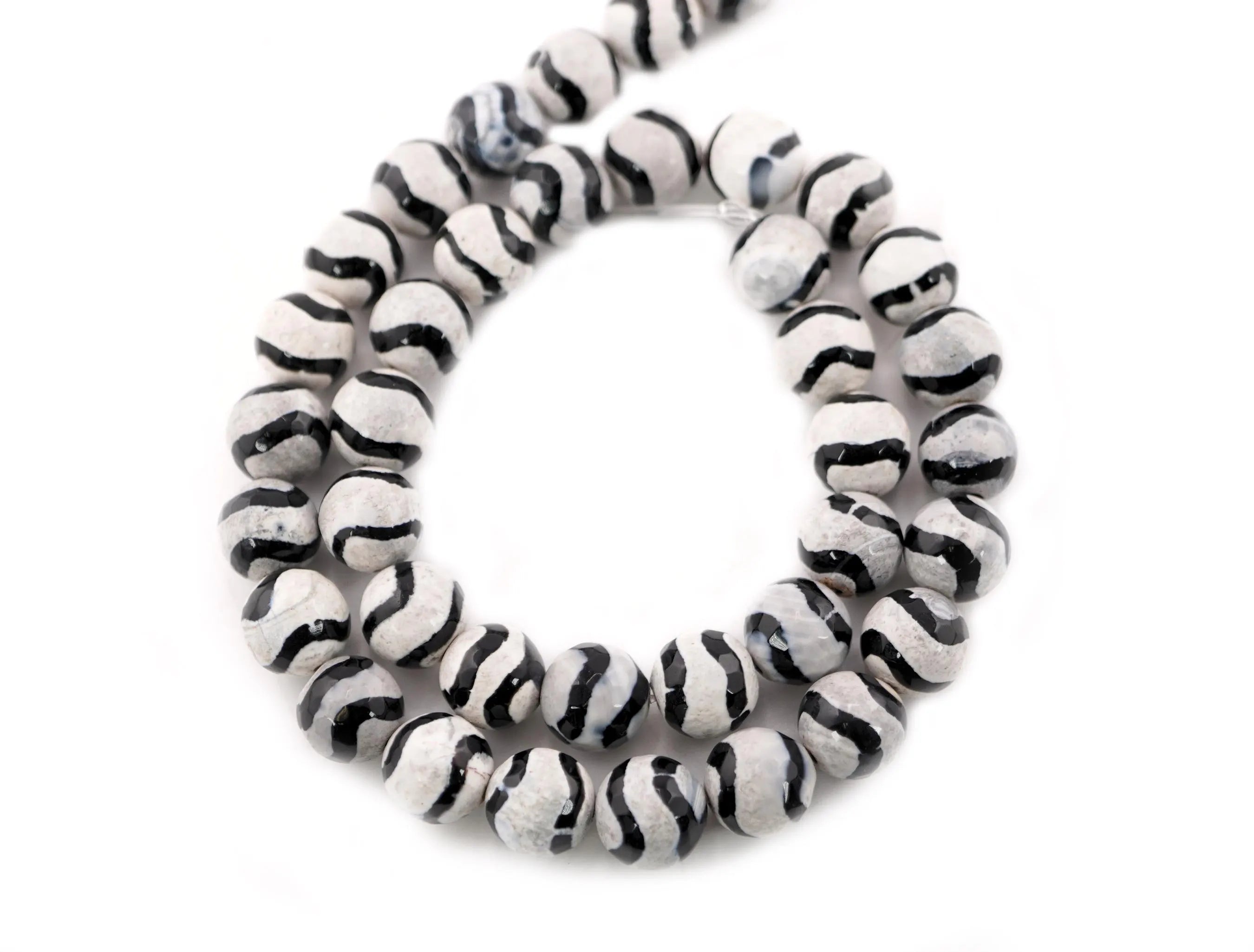 Tibetan Agate Smooth Round Shape Gemstone Strand Beads