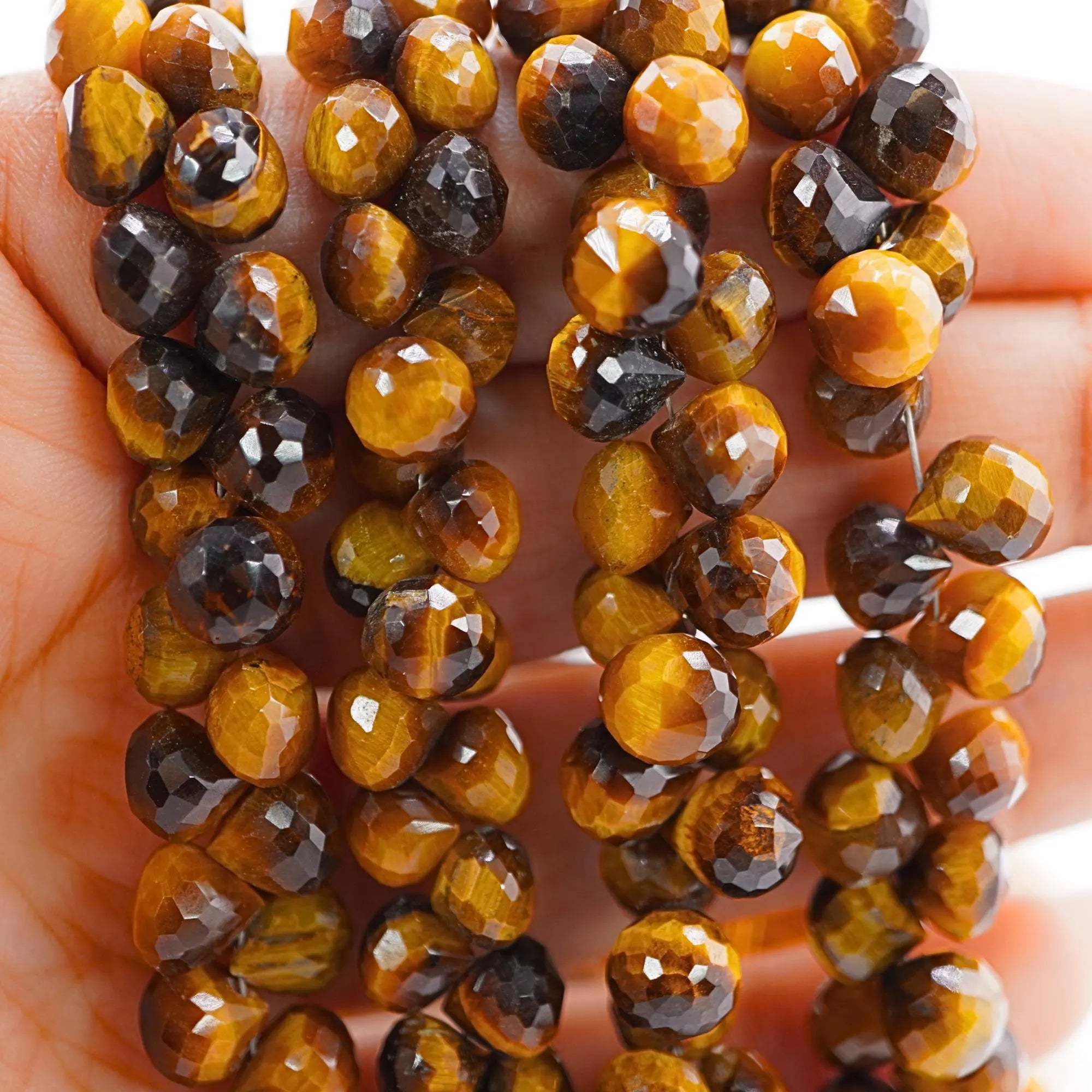 Tiger Eye Faceted Heart Shape Gemstone Strand Beads