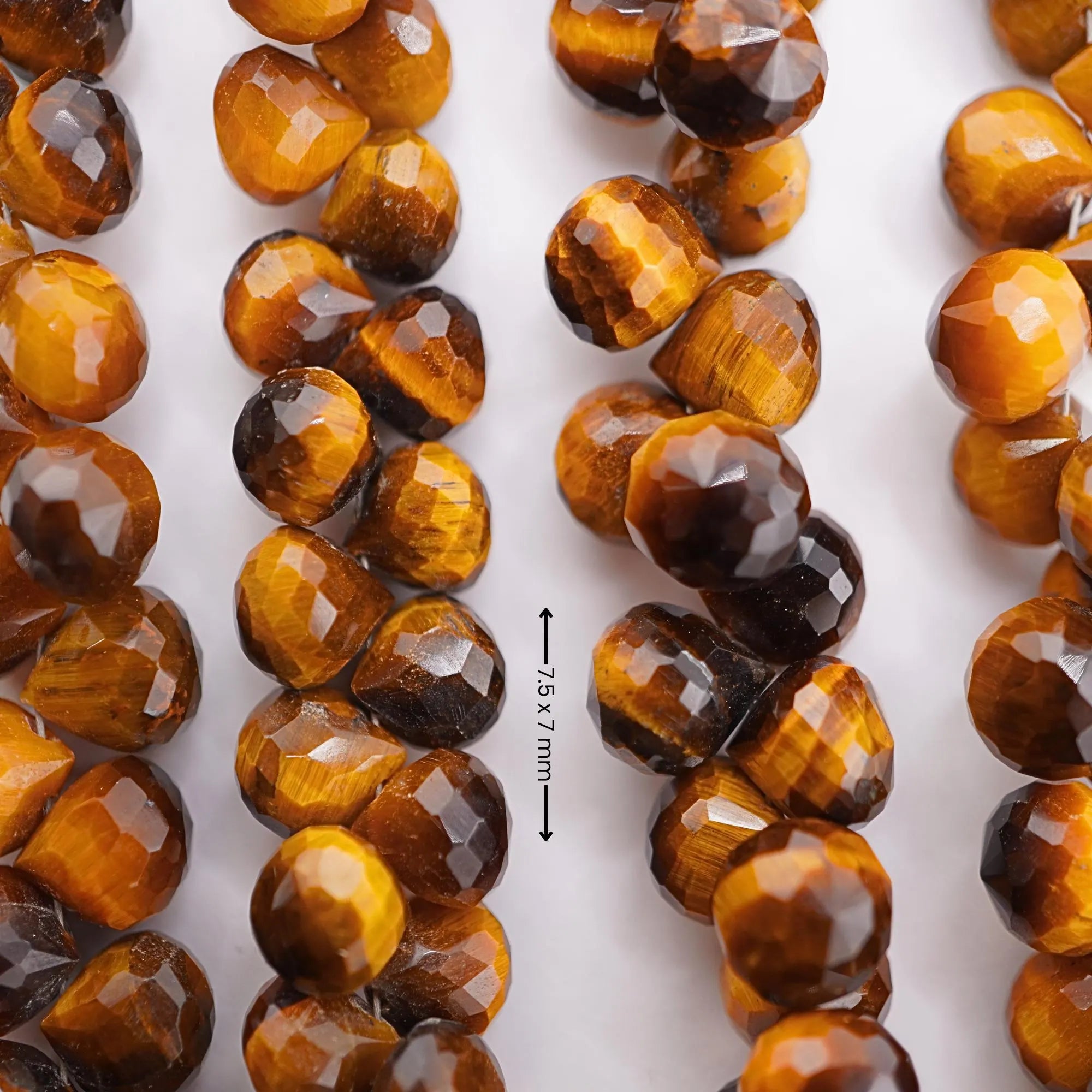 Tiger Eye Faceted Heart Shape Gemstone Strand Beads