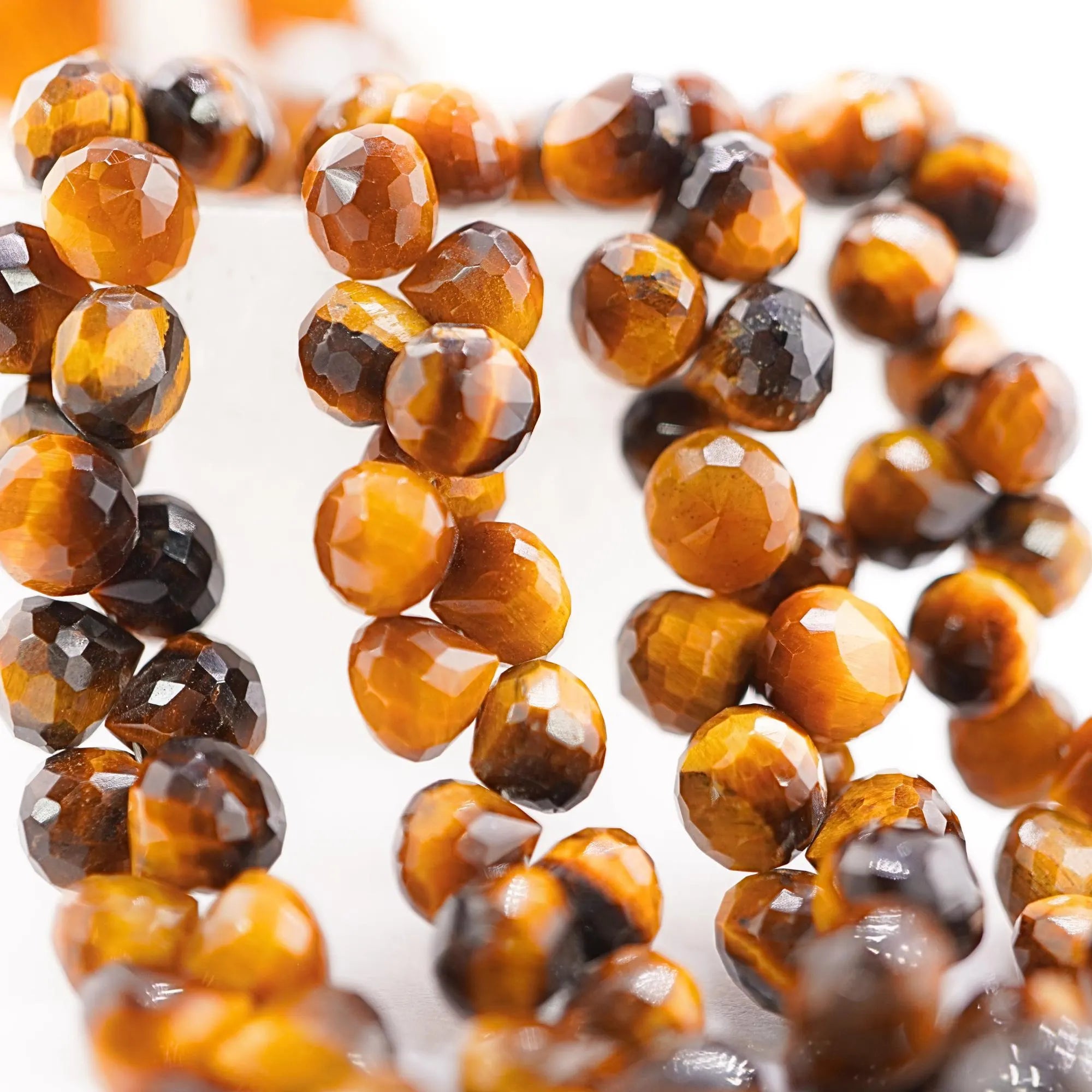 Tiger Eye Faceted Heart Shape Gemstone Strand Beads