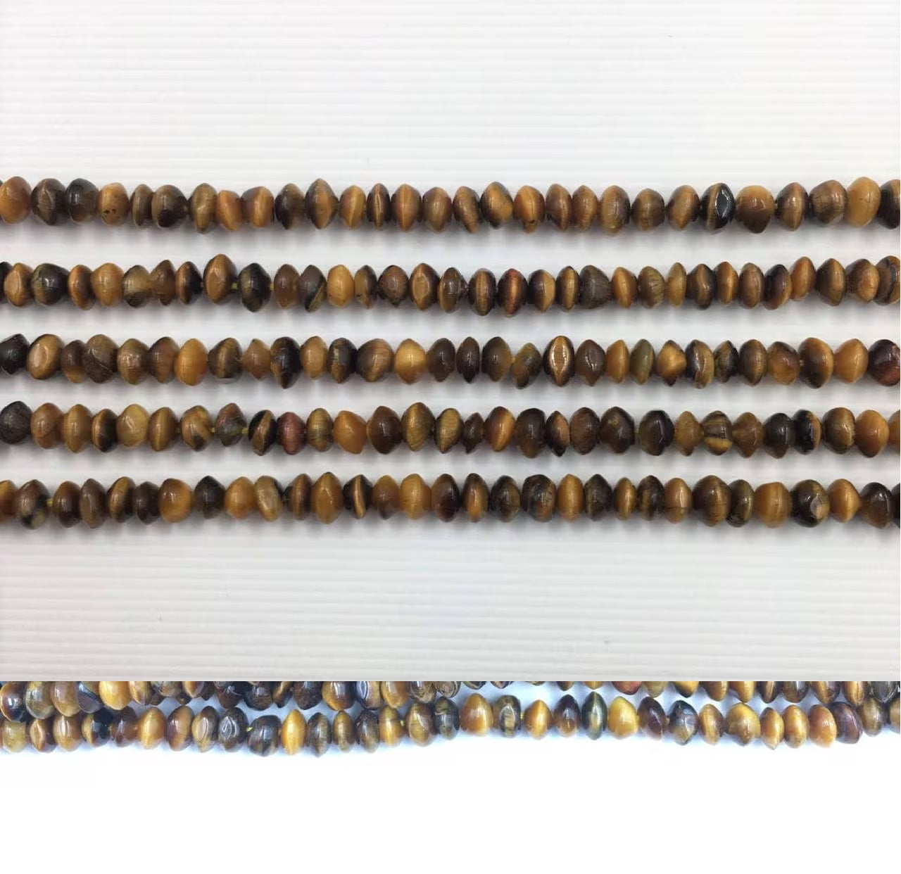 Tiger Eye Smooth Button Shape Strand Beads