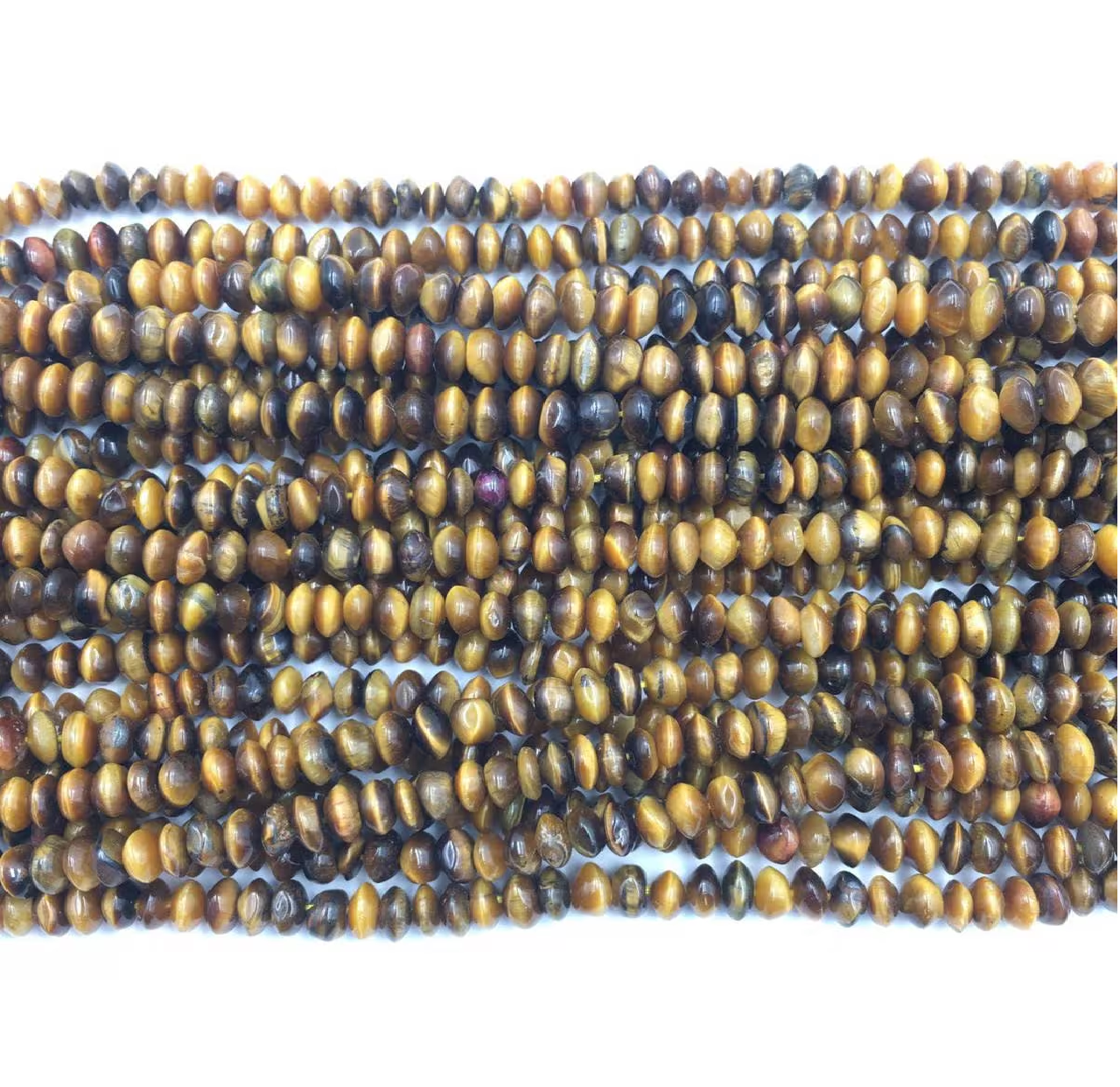 Tiger Eye Smooth Button Shape Strand Beads