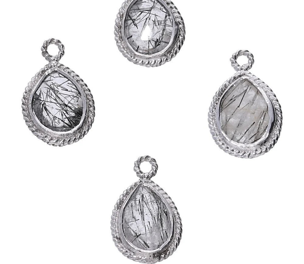 Tourmaline quartz teardrop charm for jewelry making
