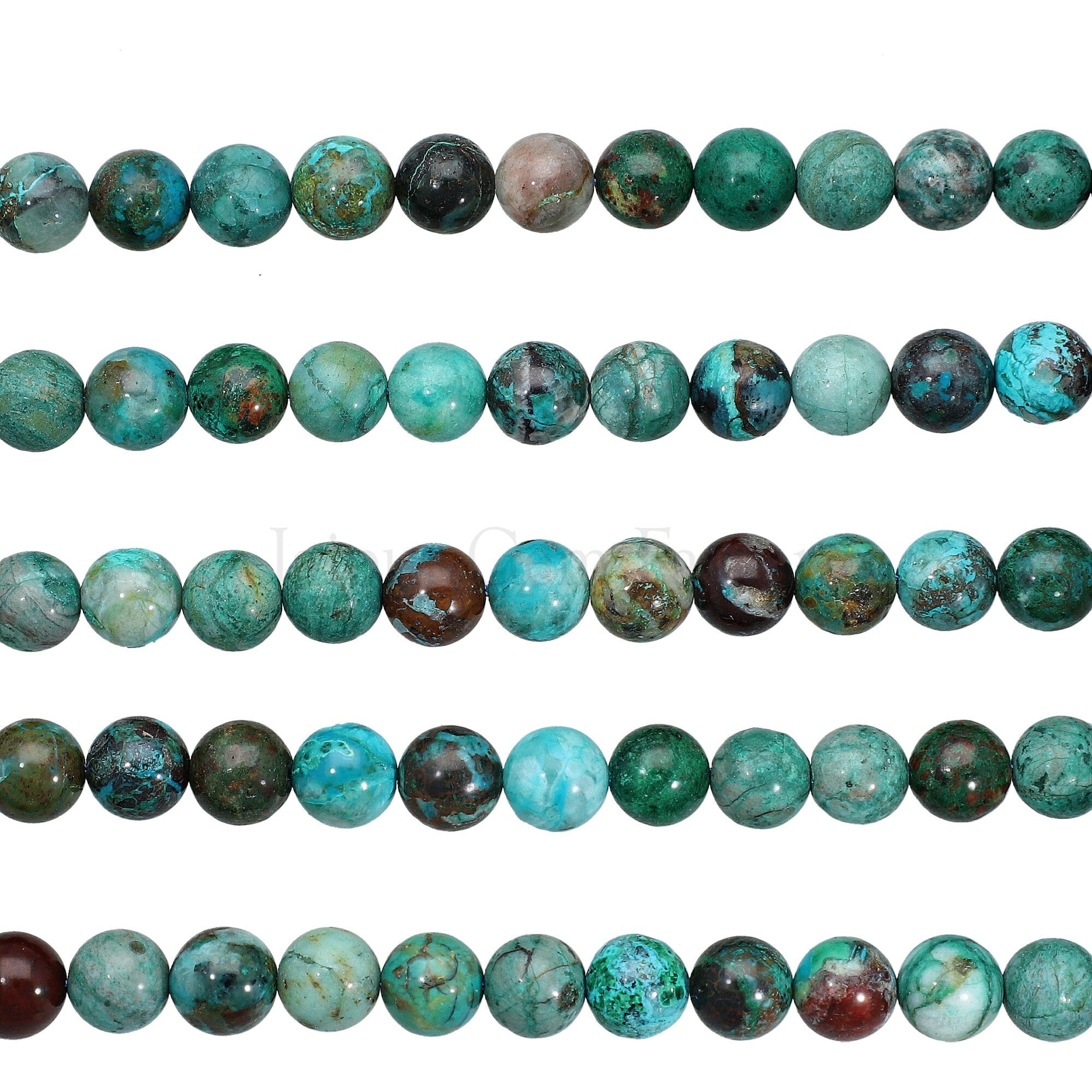 Turquoise Blue Chrysocolla Smooth Round Shape Stand Beads
