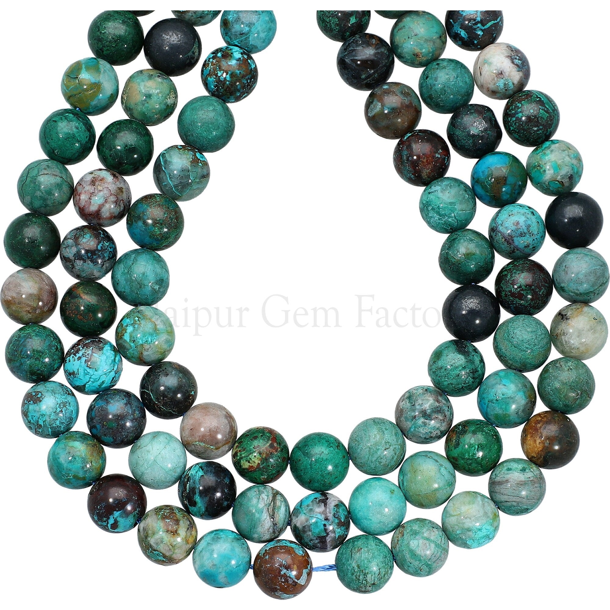 Turquoise Blue Chrysocolla Smooth Round Shape Stand Beads