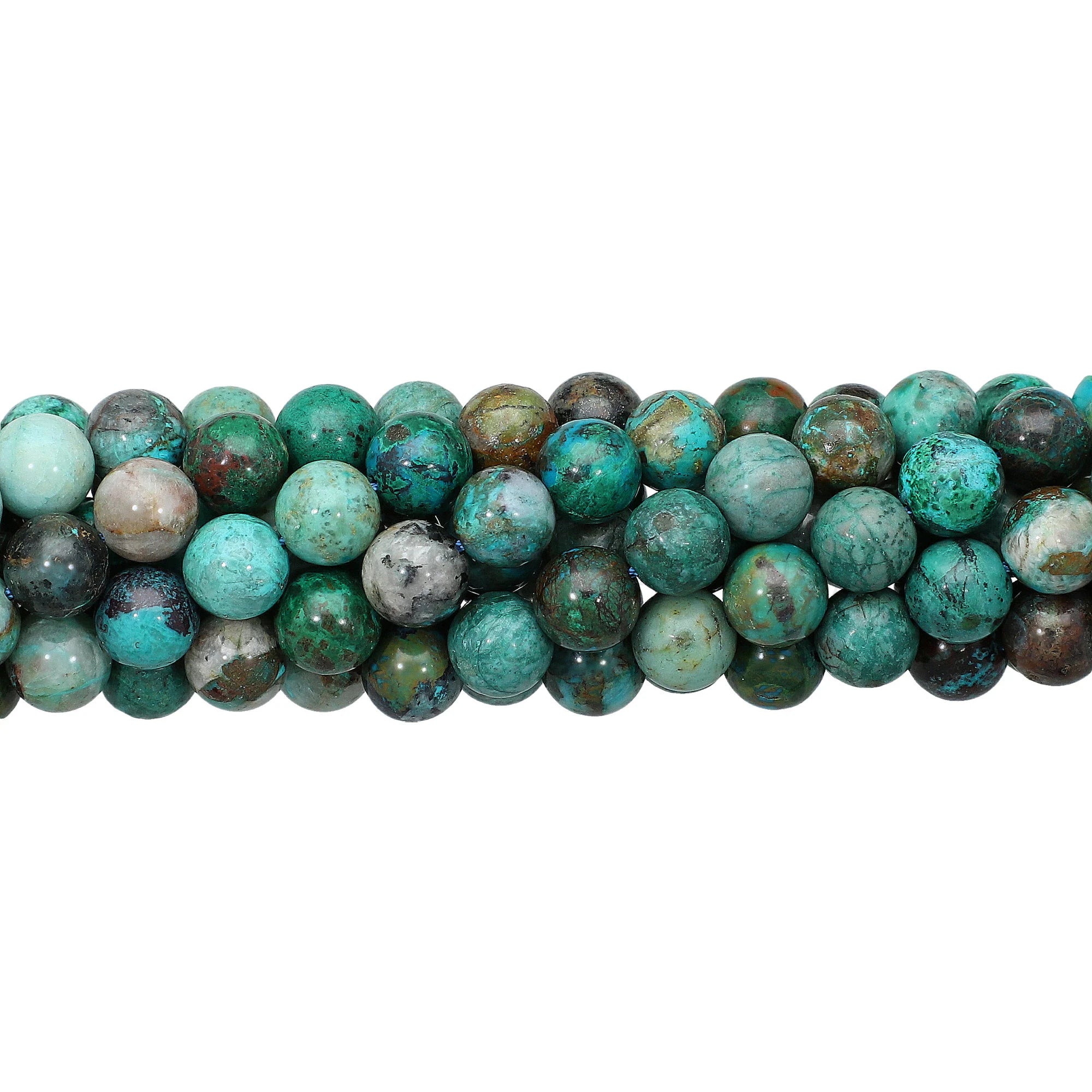 Turquoise Blue Chrysocolla Smooth Round Shape Stand Beads
