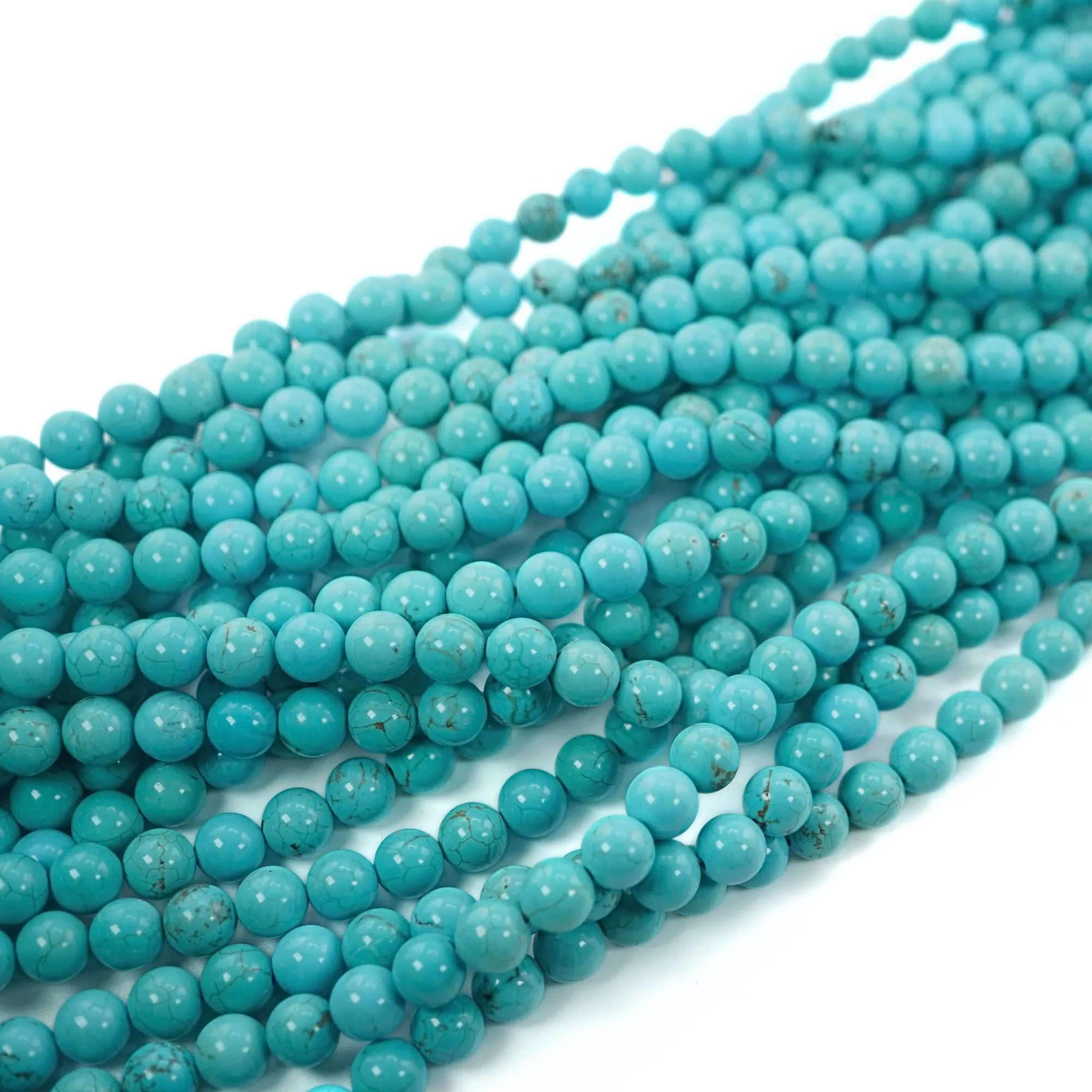 Turquoise Smooth Round Shape Gemstone Strand Beads