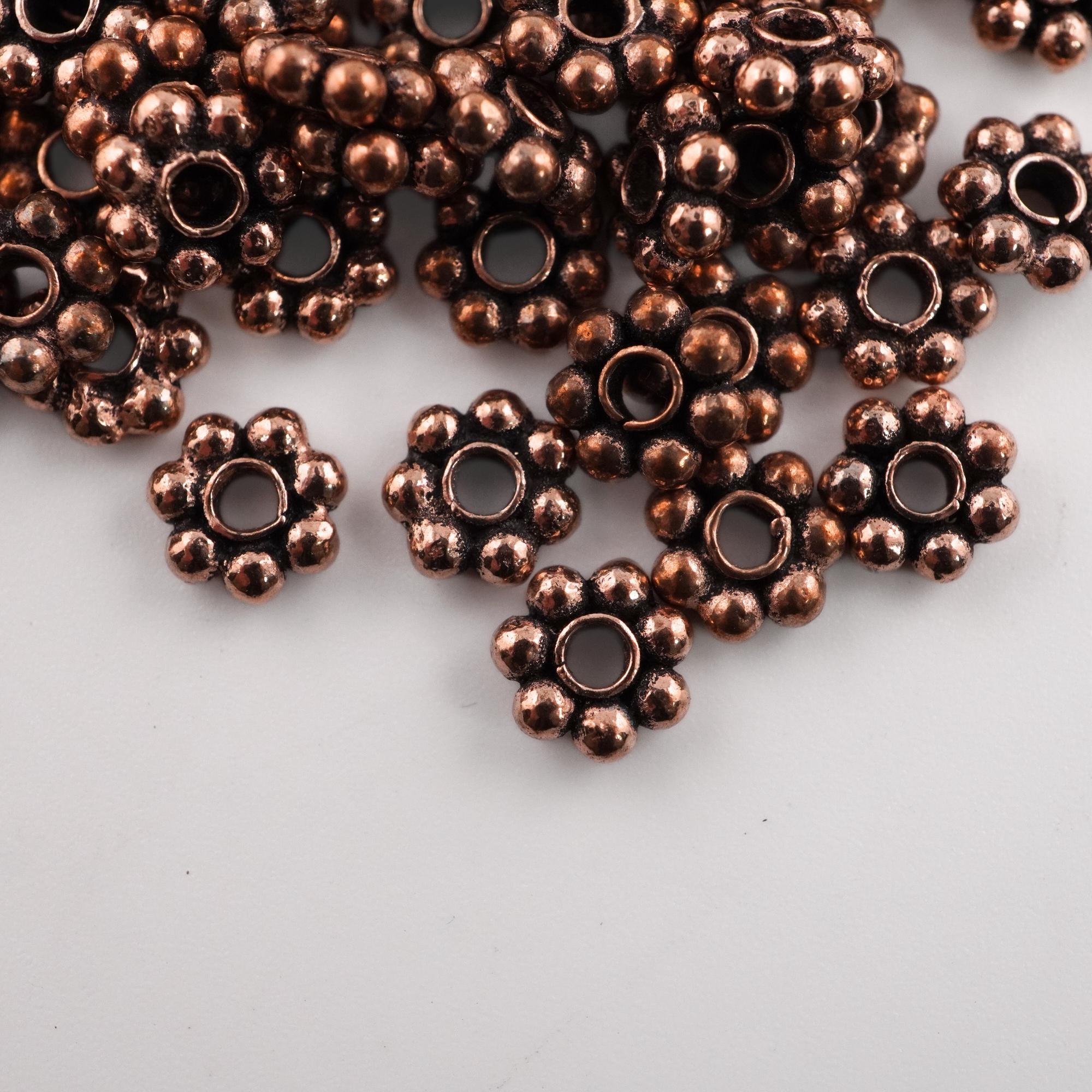 Vintage boho flower beads close-up