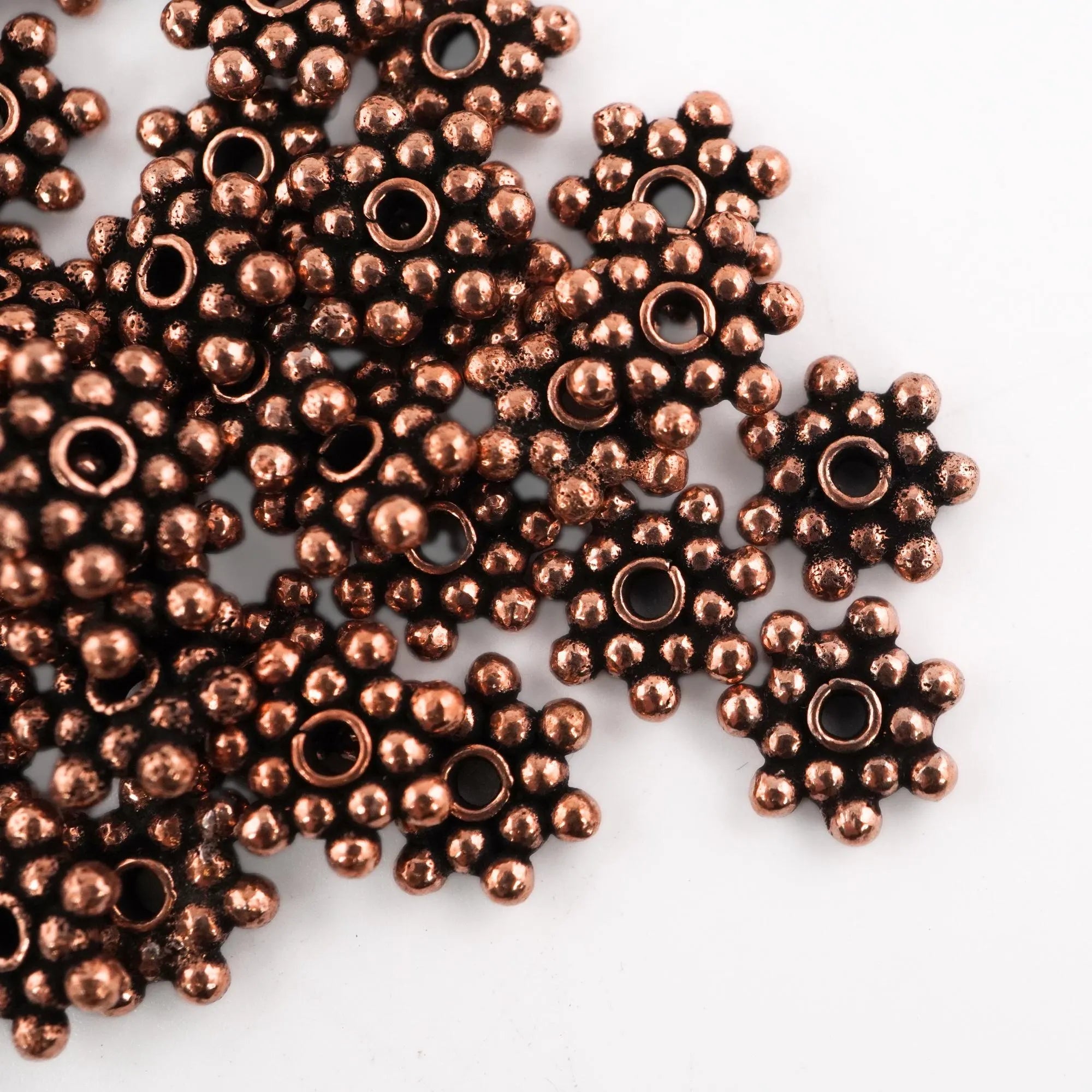 Vintage copper daisy beads set