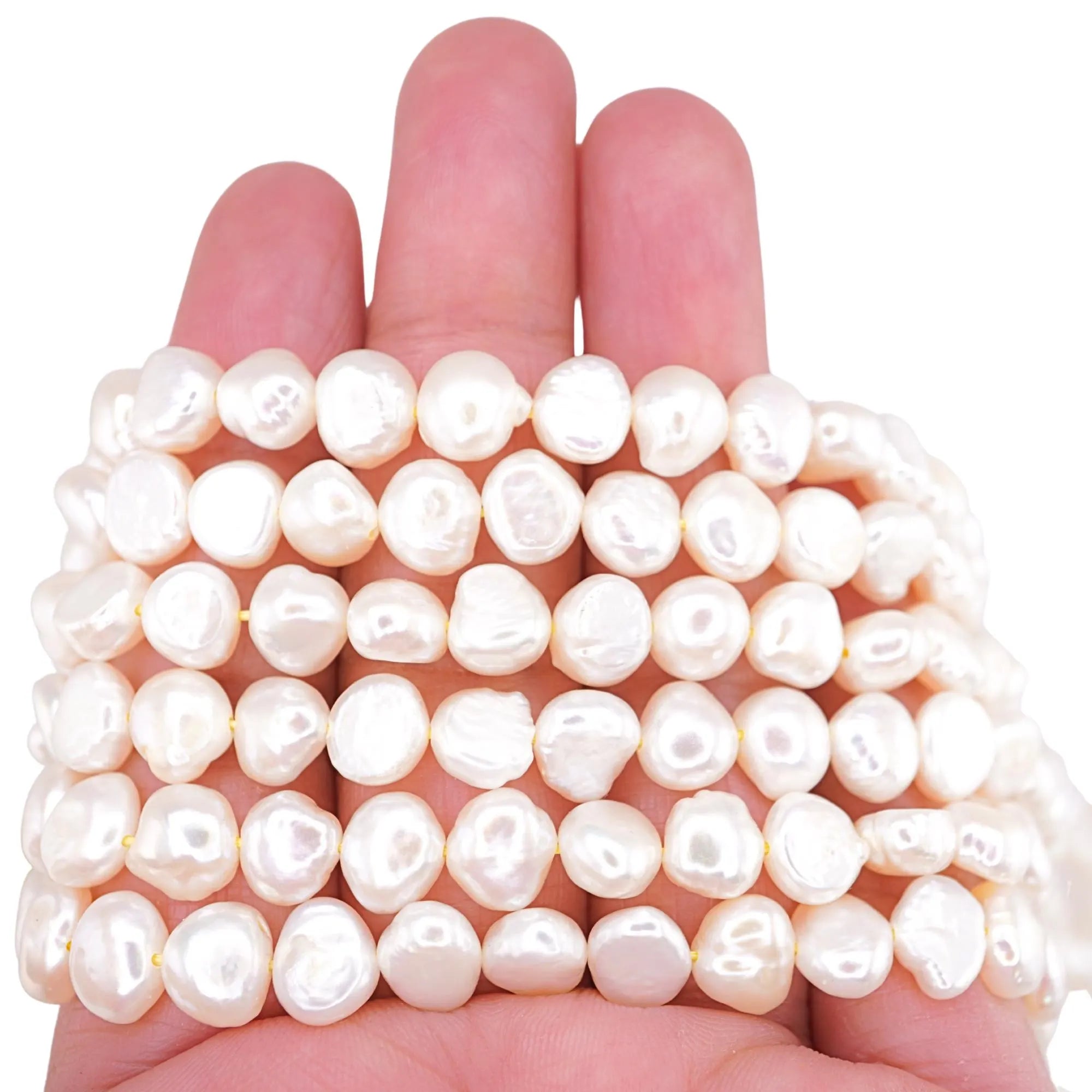 White Freshwater Pearl Baroque Shape Strand Beads