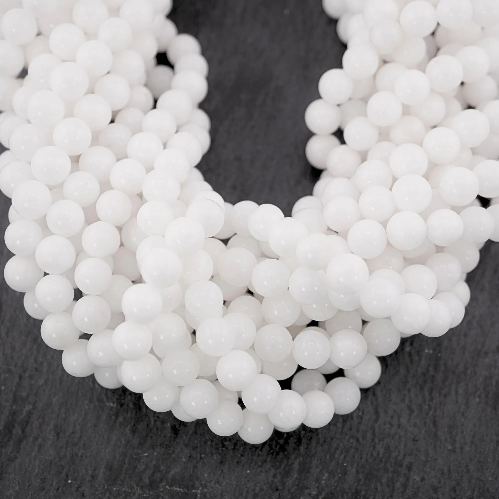 White Jasper Round Shape Gemstone Strand Beads