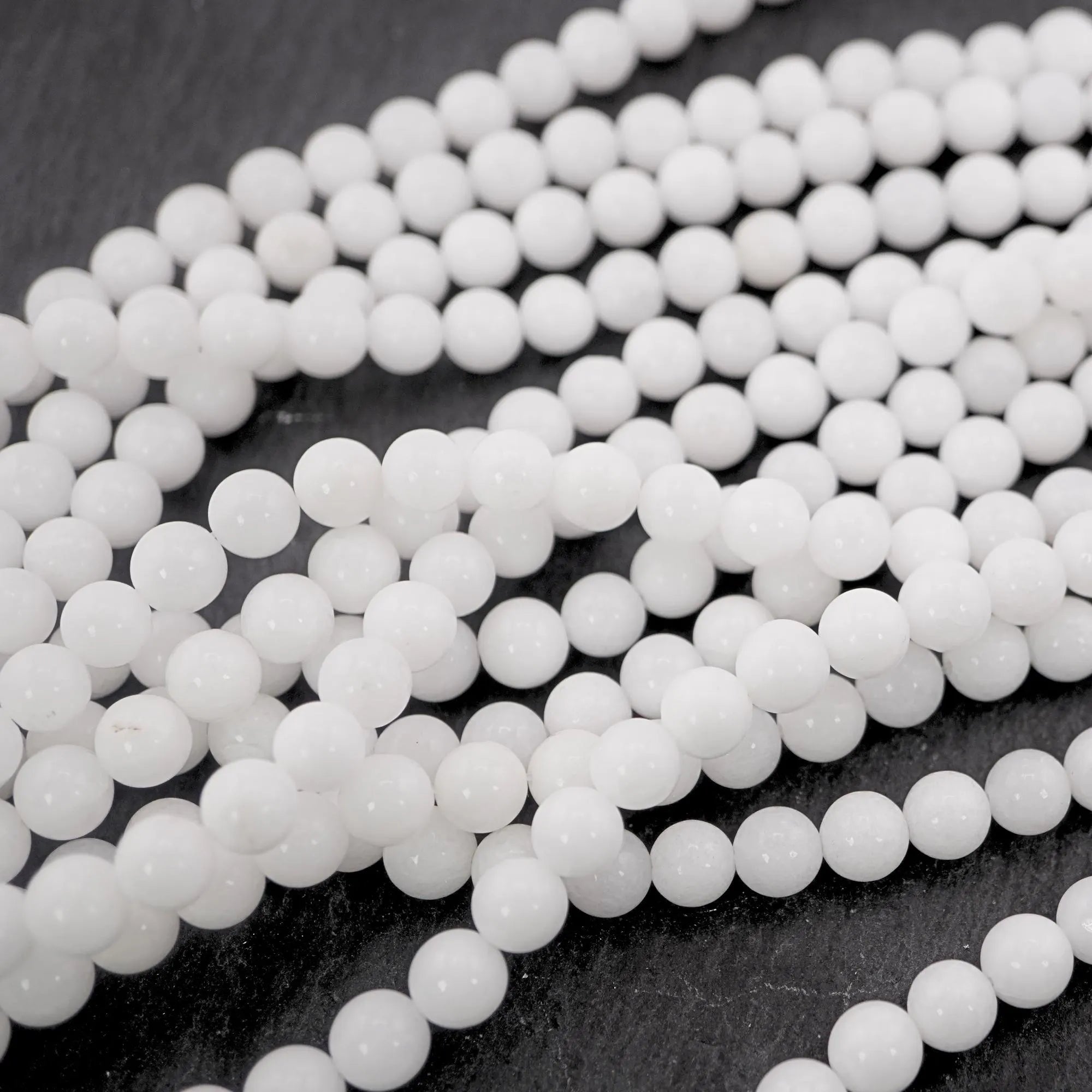 White Jasper Round Shape Gemstone Strand Beads