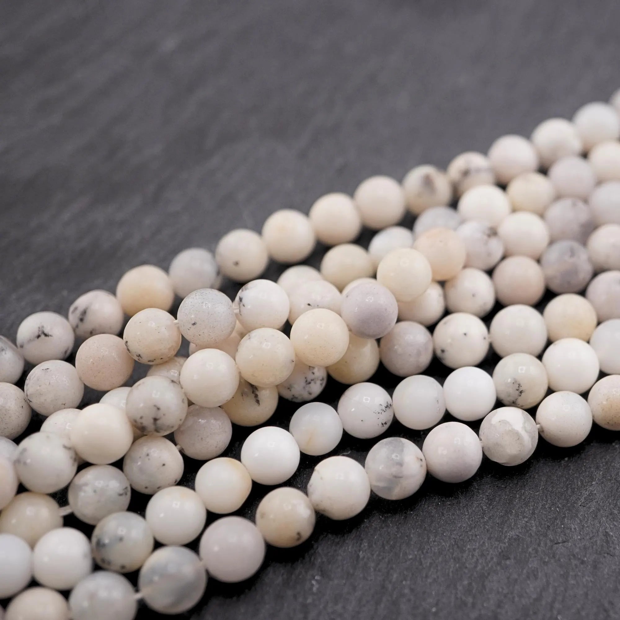 White Opal Smooth Round Shape Gemstone Beads For Jewelry Making