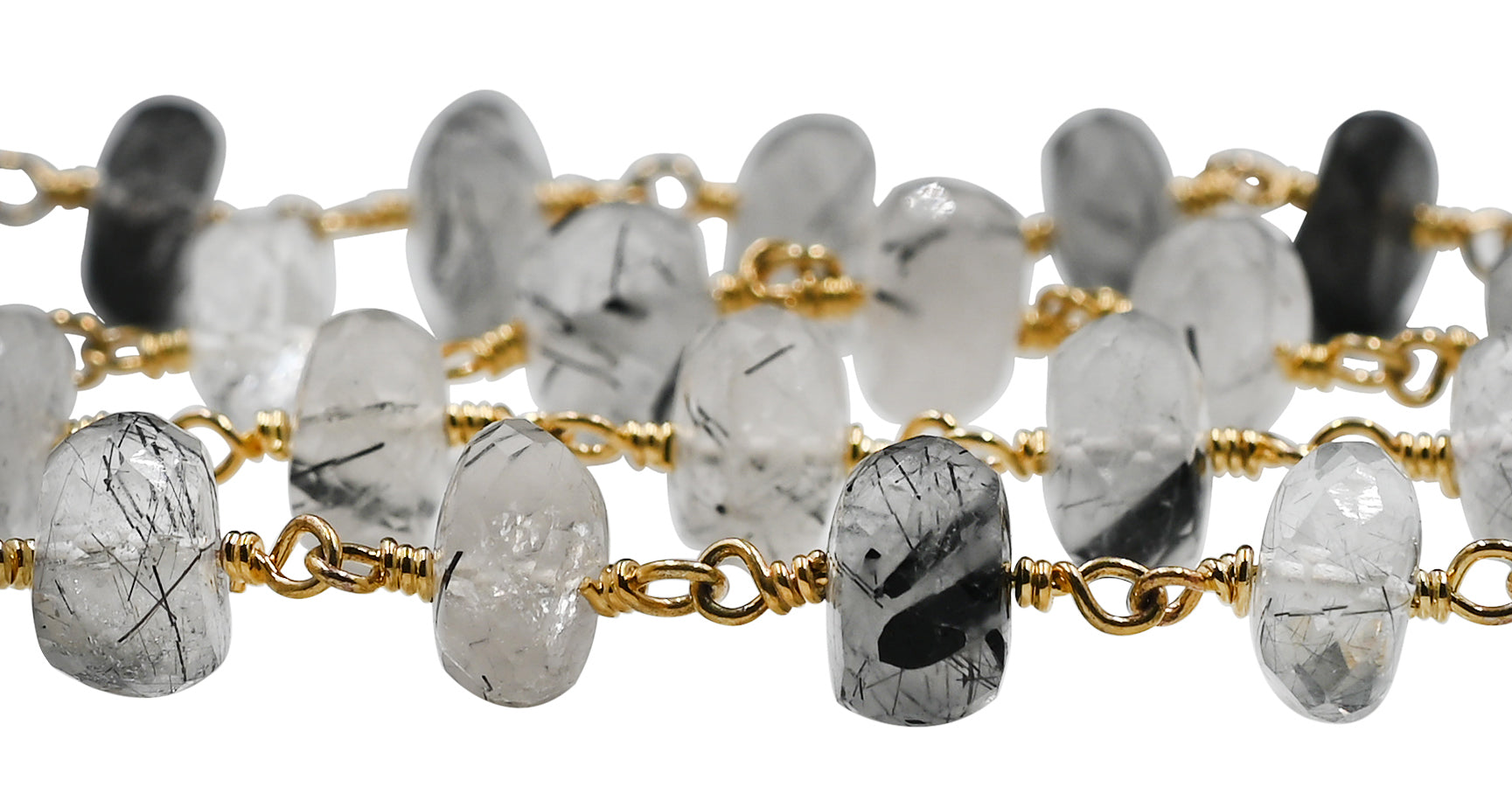 Wholesale black rutilated quartz chain