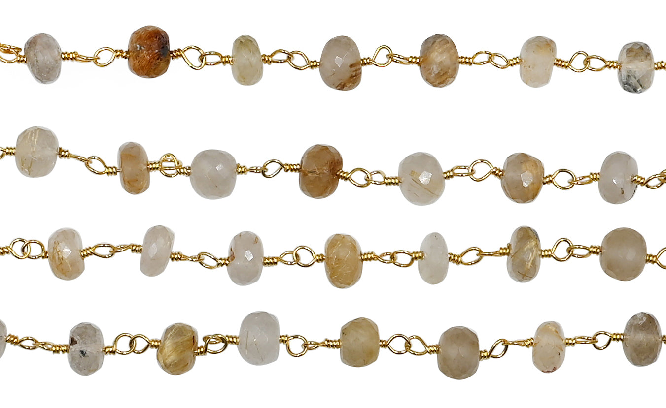 Wholesale rutilated gold gemstone chain