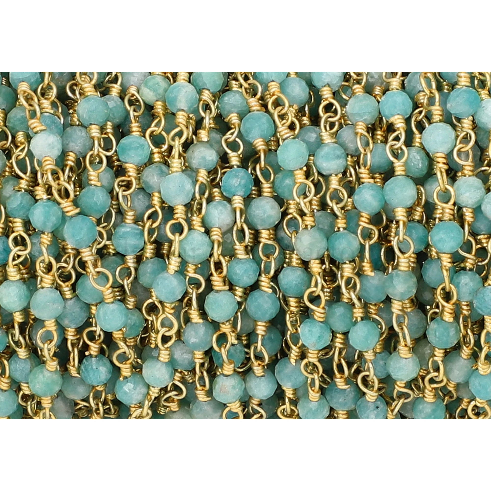 Wire wrapped amazonite bead chain