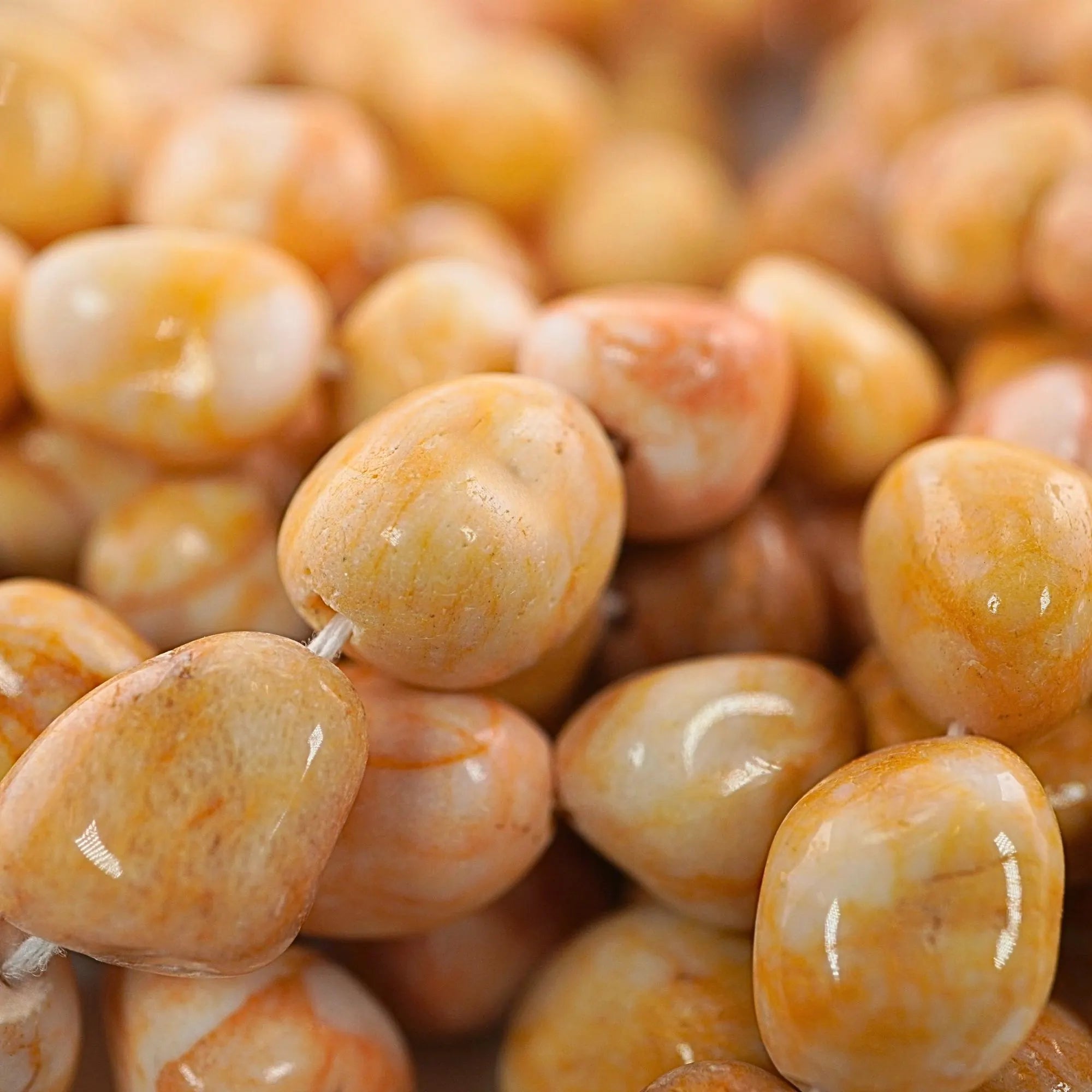 Yellow Aventurine Smooth Tumble Shape Gemstone Stands Beads