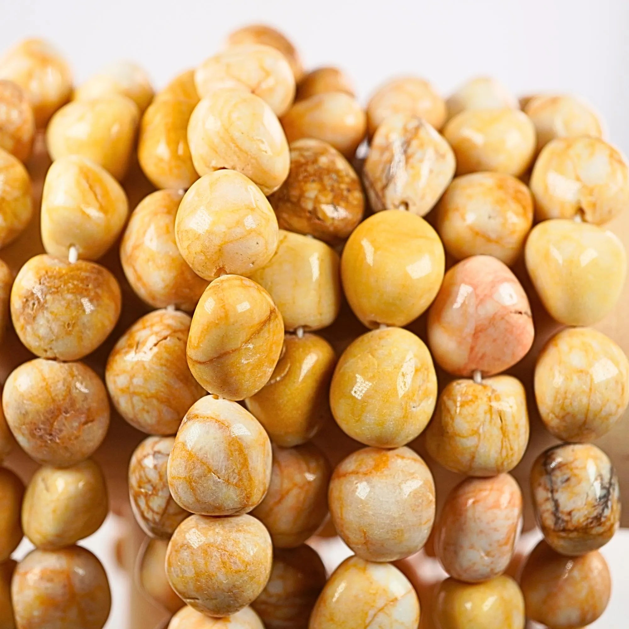 Yellow Aventurine Smooth Tumble Shape Gemstone Stands Beads