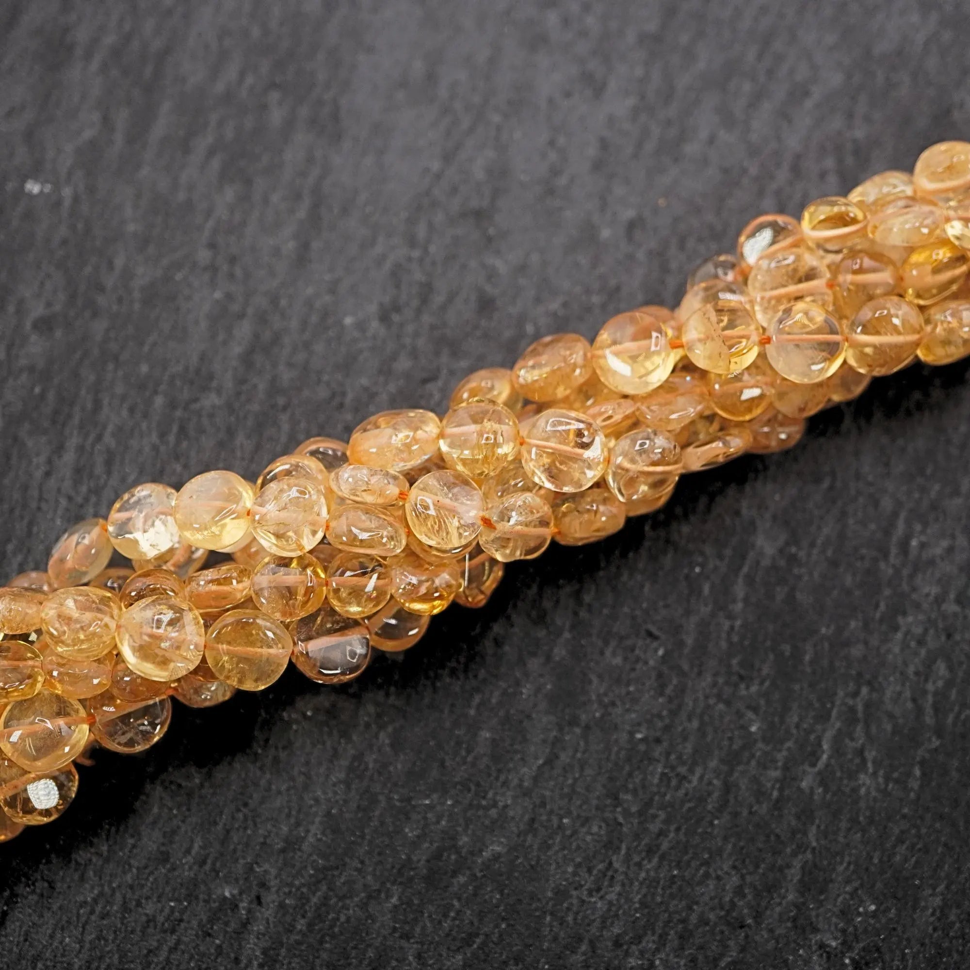 Yellow Citrine Smooth Coin Shape Gemstone Strand Beads