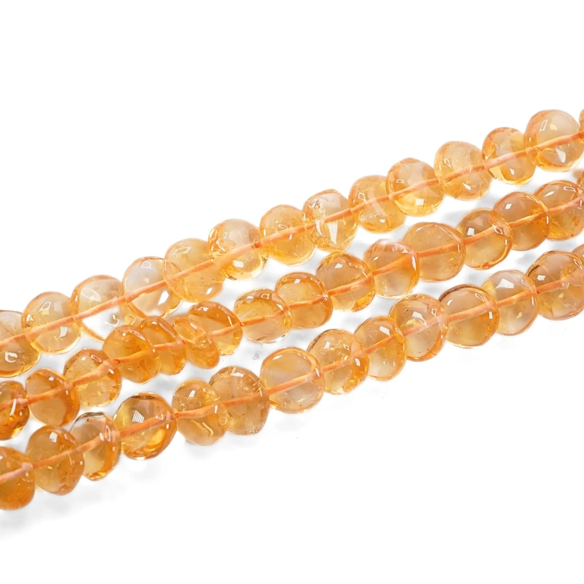 Yellow Citrine Smooth Coin Shape Gemstone Strand Beads